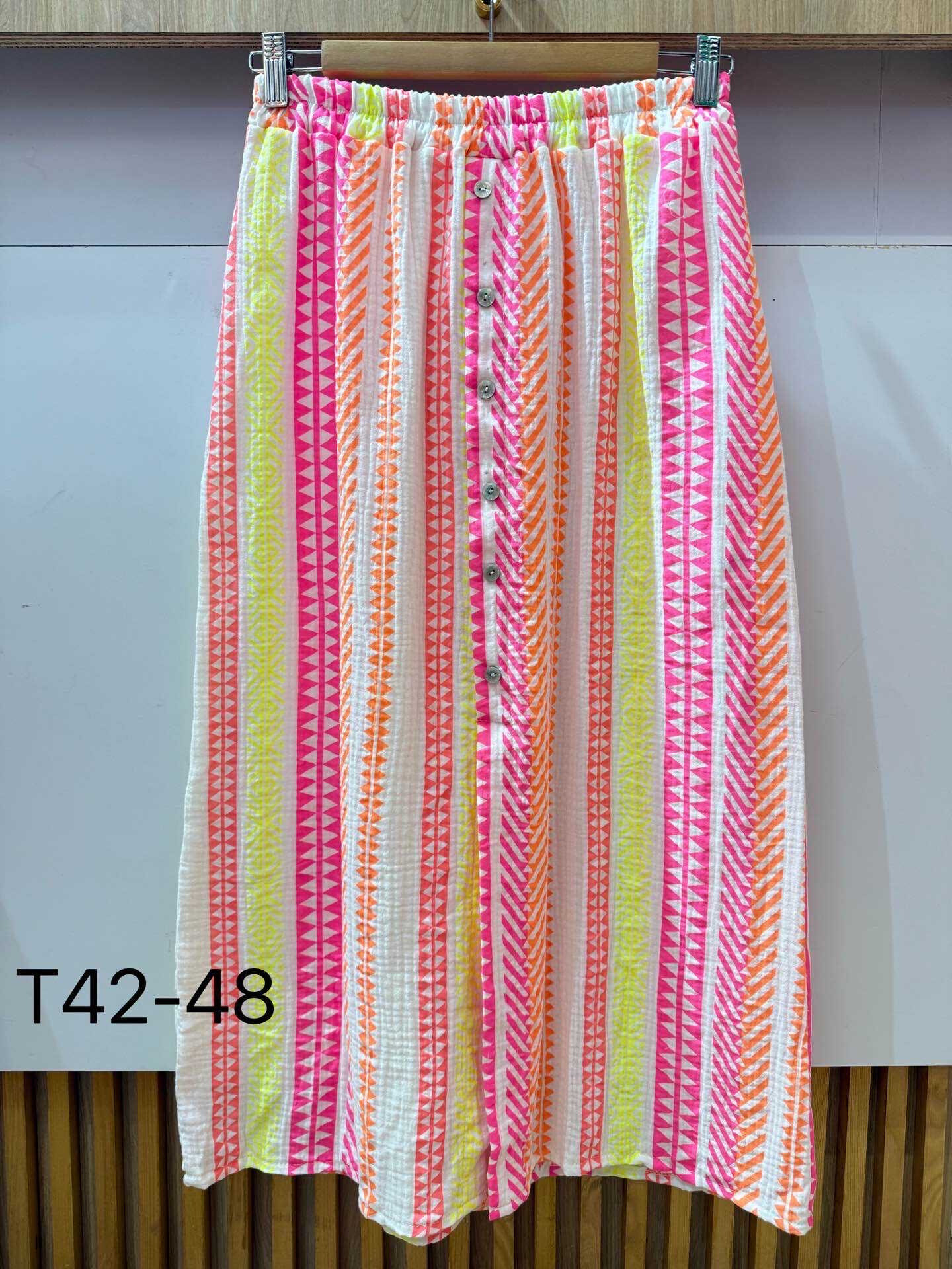 Wholesaler VIViCHY GRANDE TAILLE - Large cotton gauze size skirt with fluorescent zigzag print