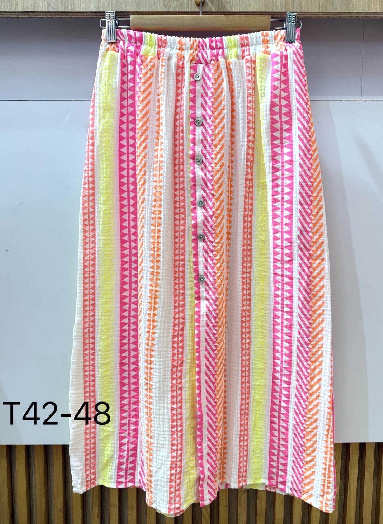 Grossiste VIViCHY GRANDE TAILLE - Jupe grande taille Gaze De Coton Avec Imprimé Zigzag Fluo
