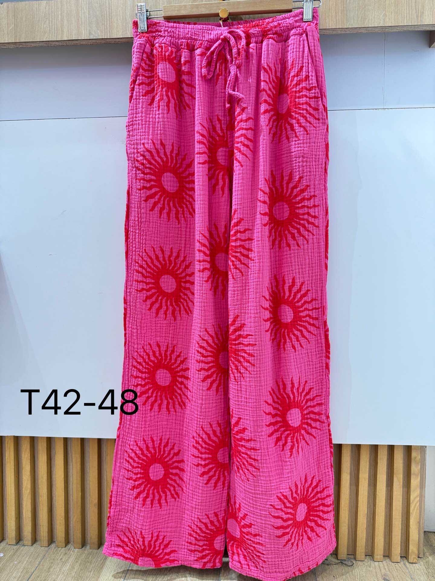 Wholesaler VIViCHY GRANDE TAILLE - Large cotton gauze pants, sun print