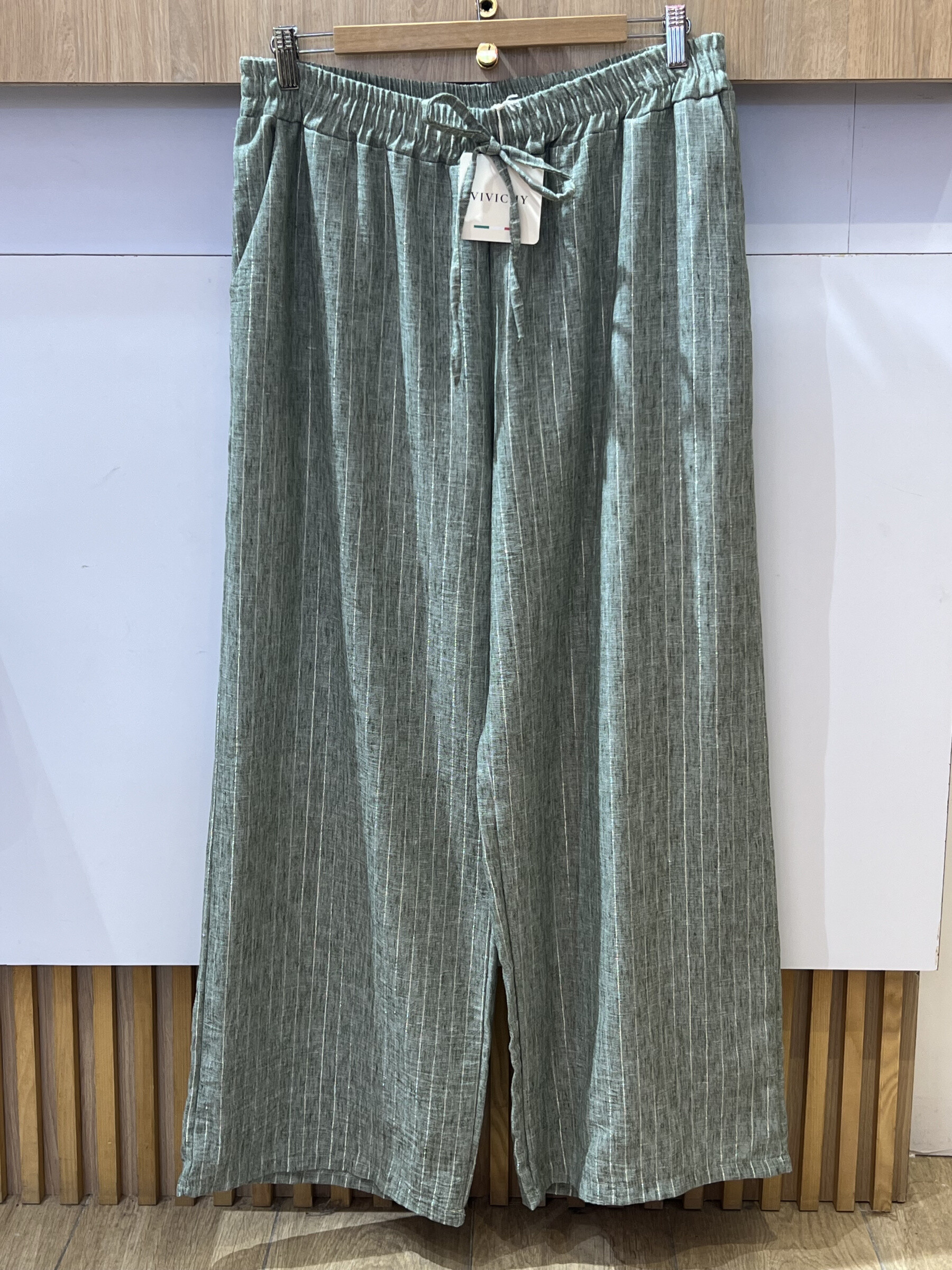Mayorista VIViCHY GRANDE TAILLE - Pantalones con rayas plateadas efecto de lino