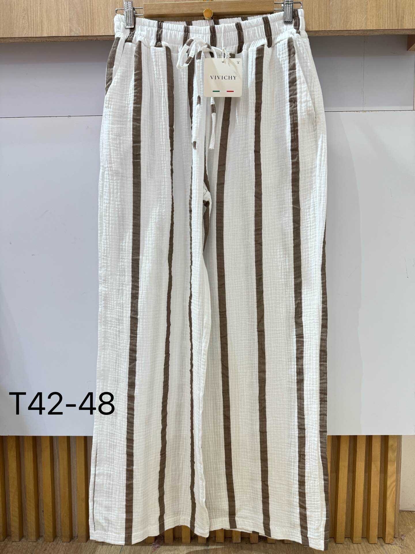Grossiste VIViCHY GRANDE TAILLE - Pantalon grande taille Gaze De Coton En  Rayures