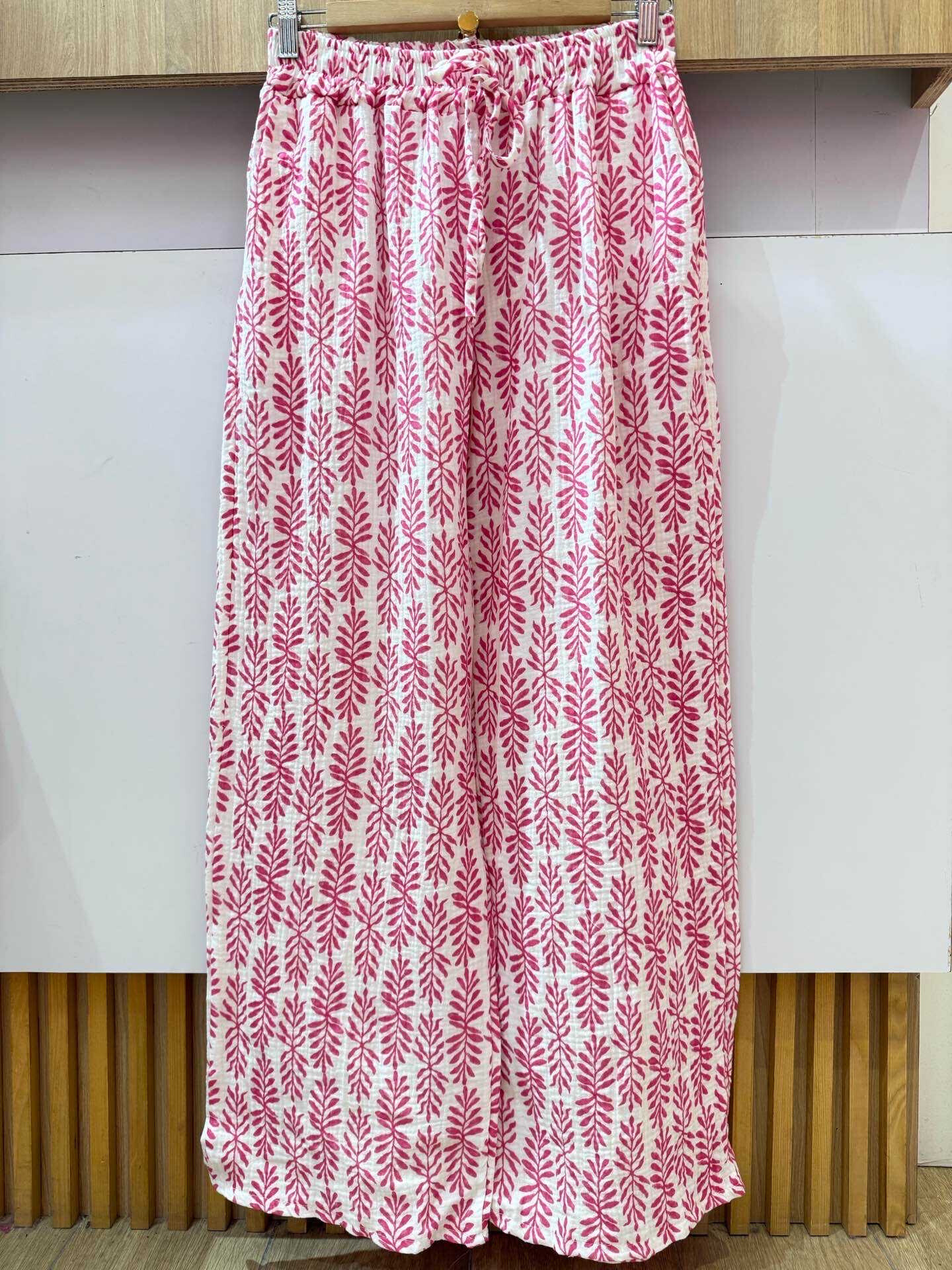 Grossiste VIViCHY GRANDE TAILLE - Pantalon grande taille Gaze De Coton Avec des poches Imprimé Feuilles