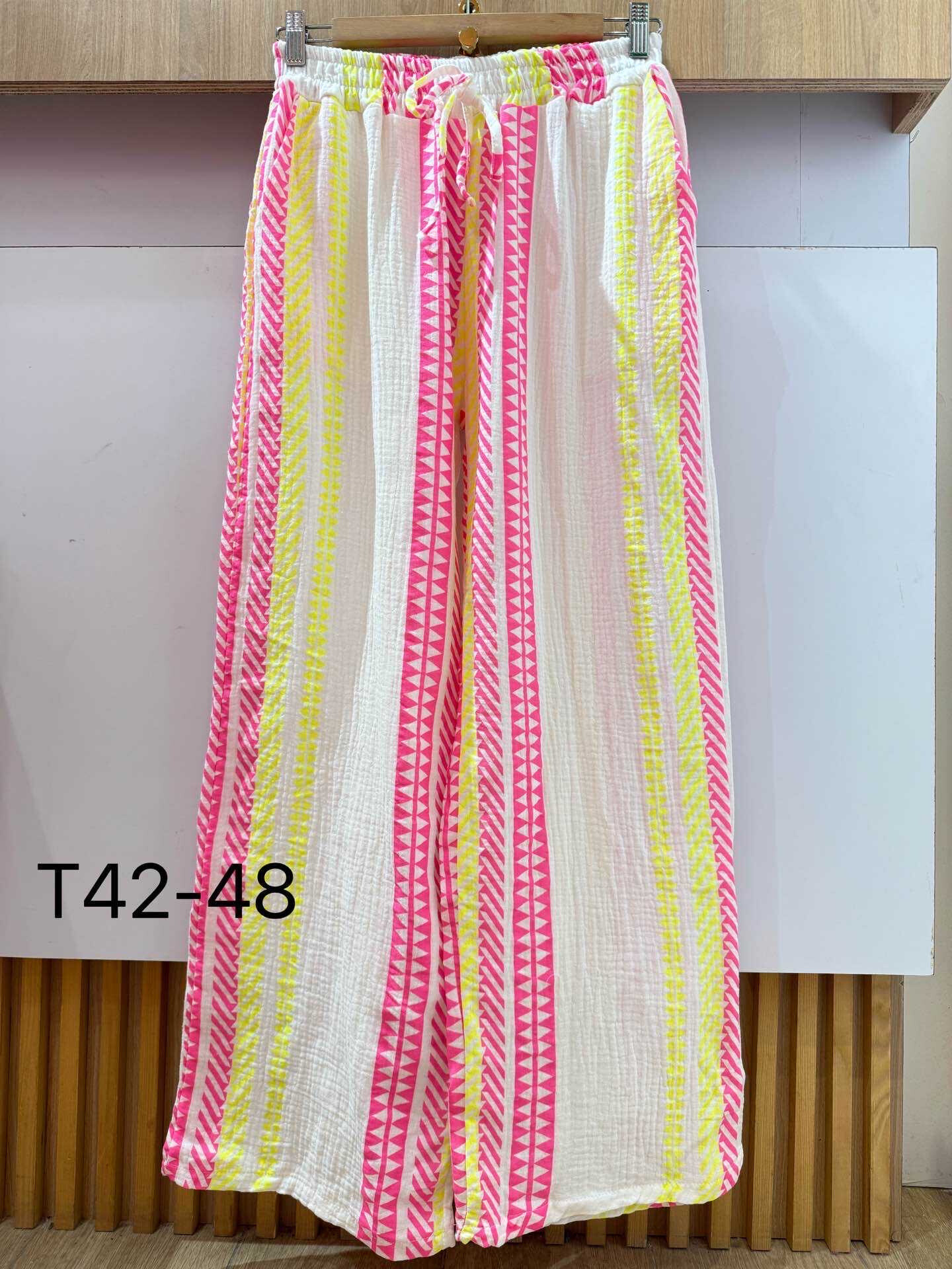 Mayorista VIViCHY GRANDE TAILLE - Grandes pantalones de tamaño de algodón con estampado de neón en zigzag