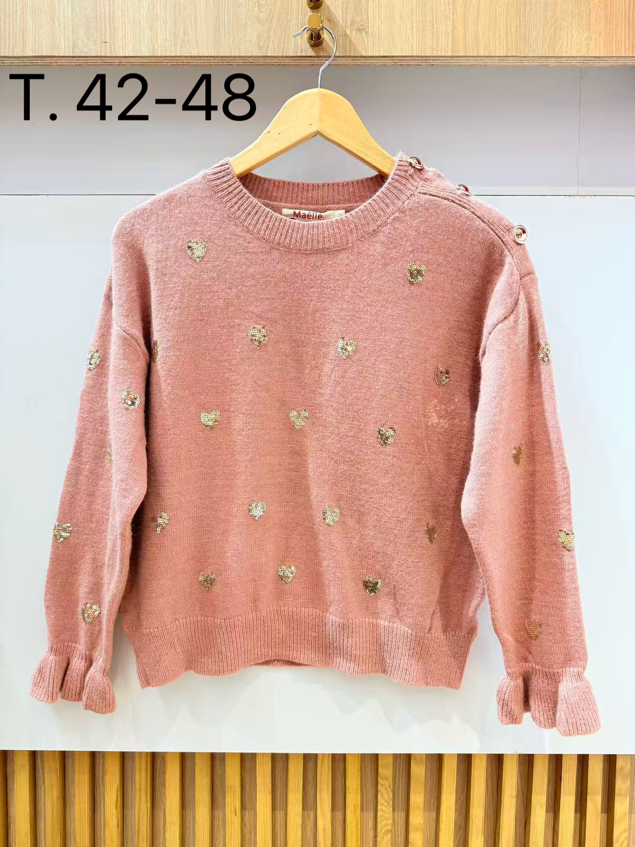 Wholesaler VIViCHY GRANDE TAILLE - Large size sweater with sequined heart patterns