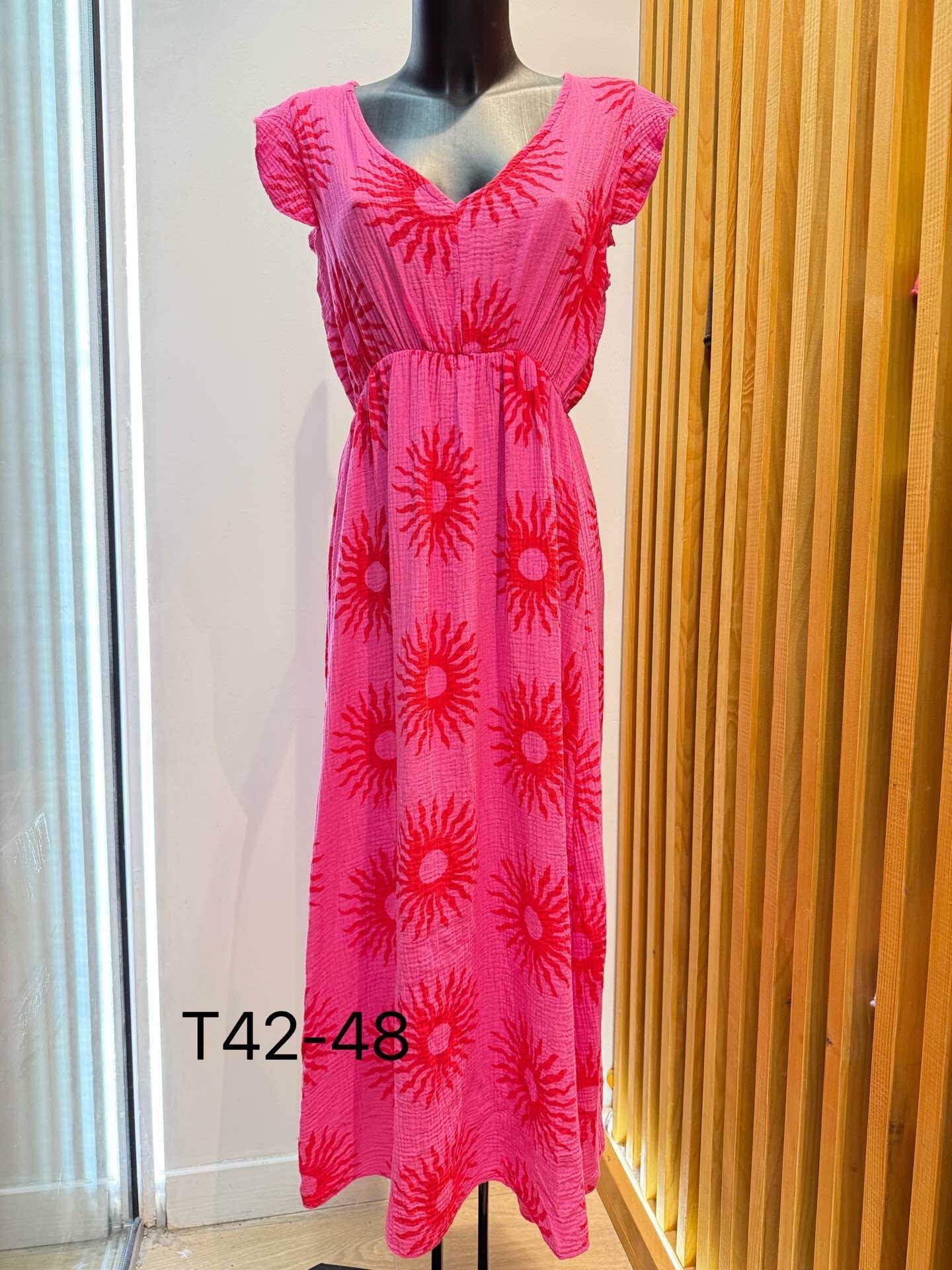 Grossiste VIViCHY GRANDE TAILLE - Robe Longue Grande Taille En Gaze De Coton Avec Imprimé Solaire