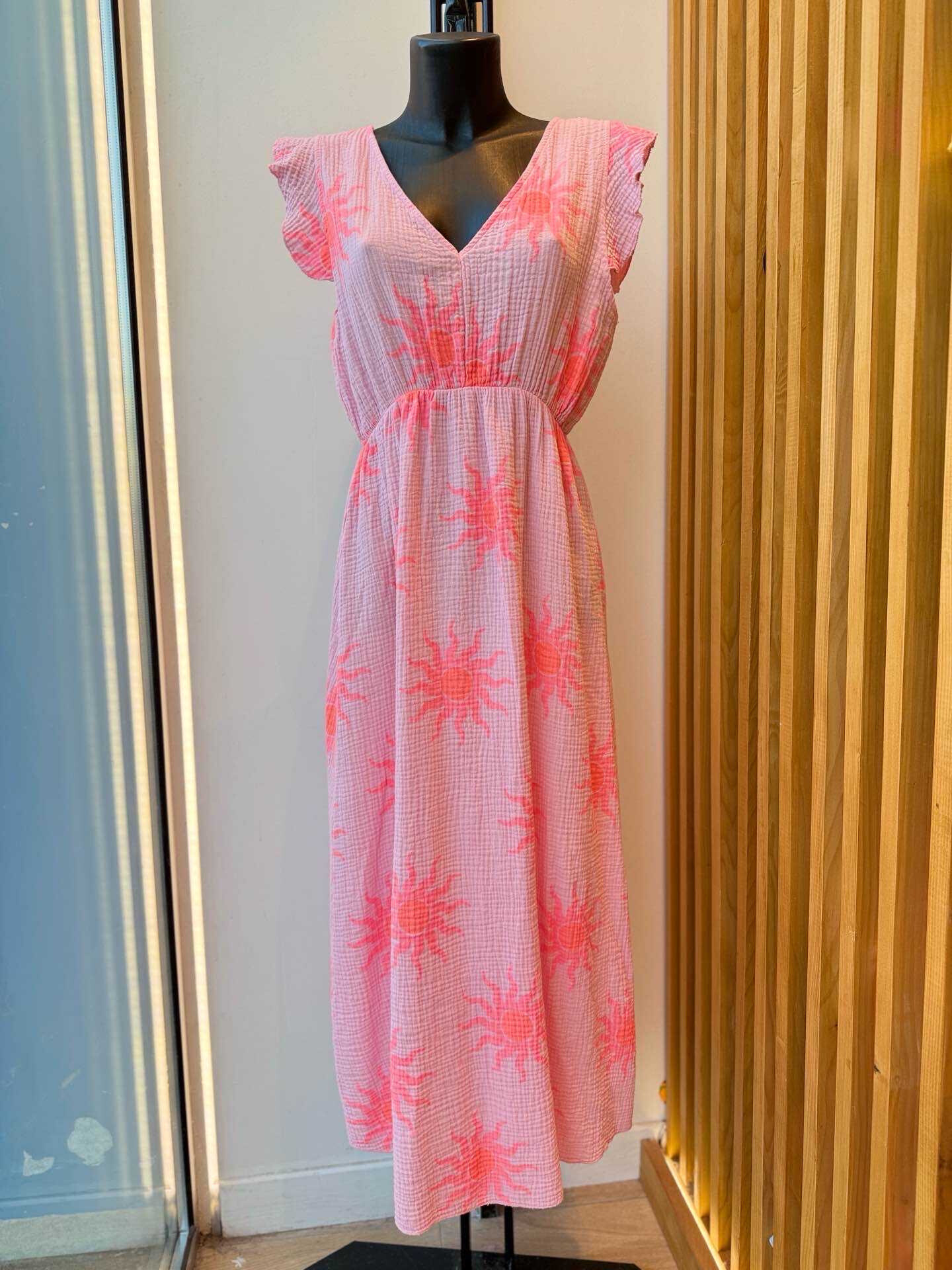 Grossiste VIViCHY GRANDE TAILLE - Robe Longue Grande Taille En Gaze De Coton Avec Imprimé Solaire