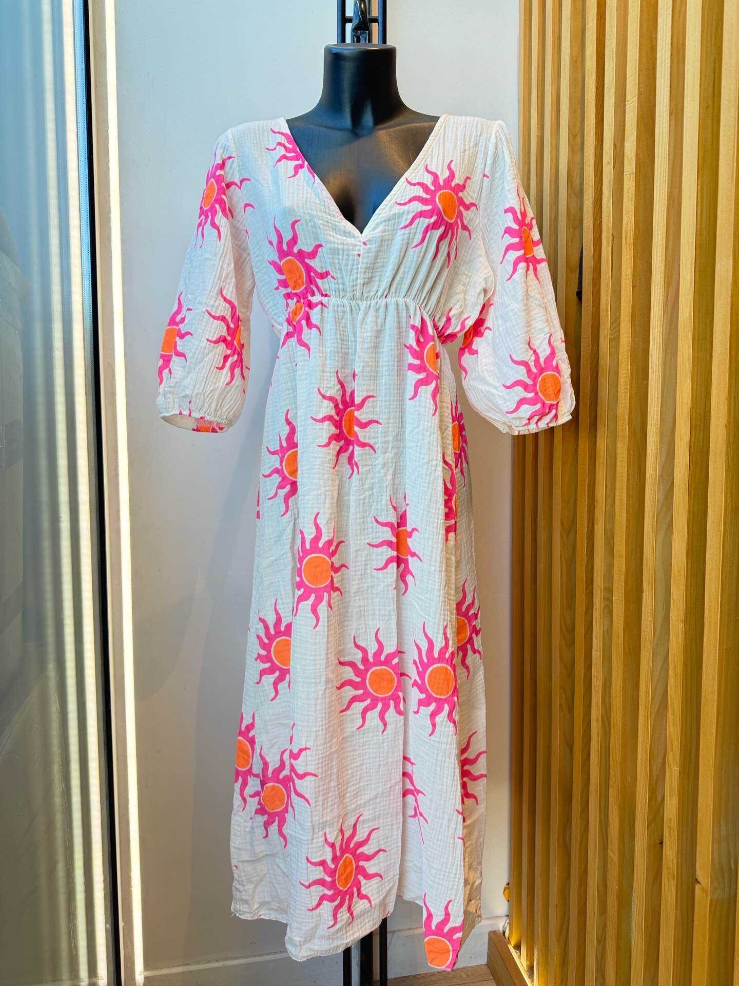 Großhändler VIViCHY GRANDE TAILLE - Großes Baumwollgaze -Kleid Solardruck gedruckt gedruckt
