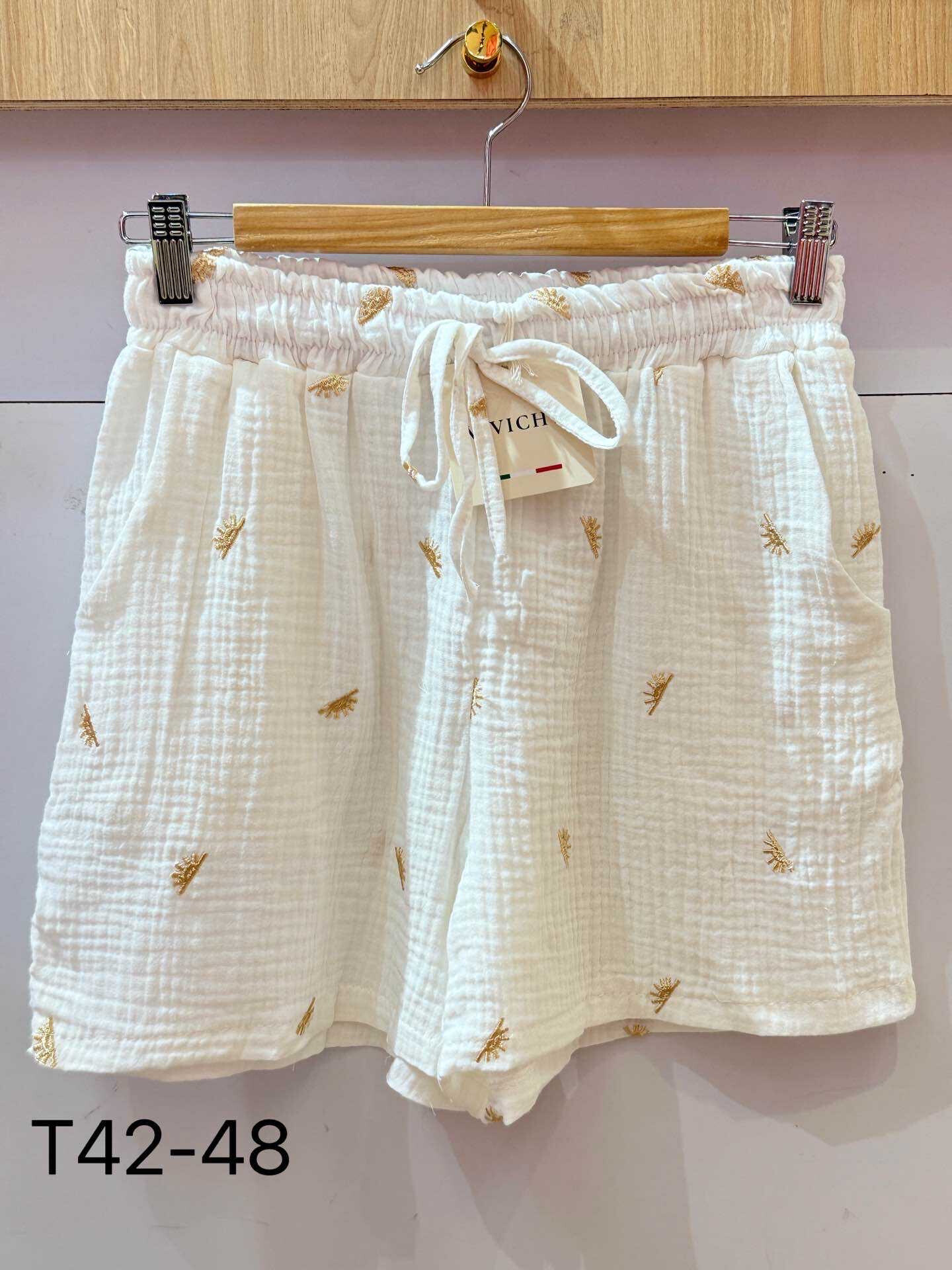 Grossiste VIViCHY GRANDE TAILLE - Short Grande Taille En Gaze De Coton Brodé Avec Motifs Soleils