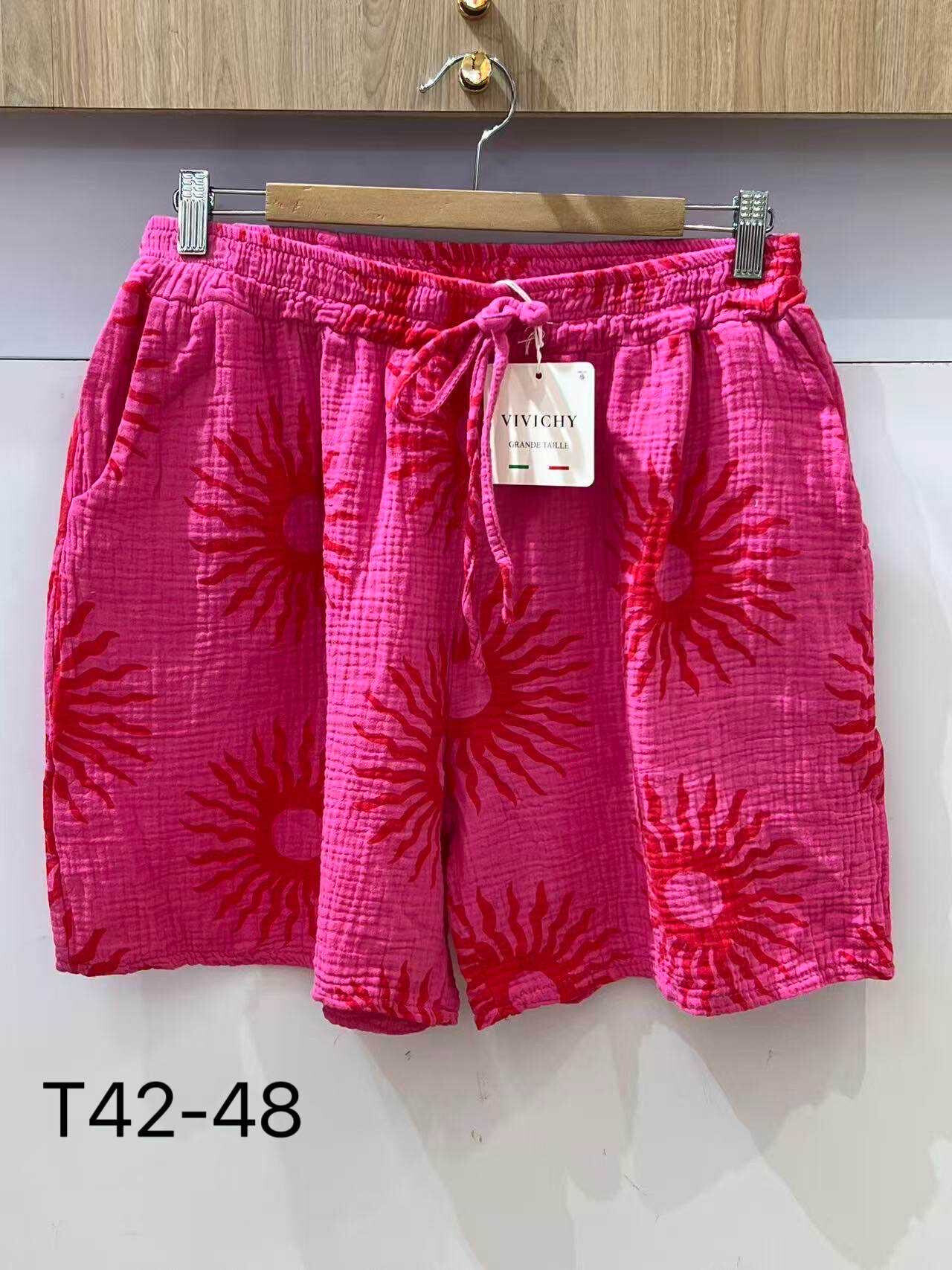 Grossista VIViCHY GRANDE TAILLE - Garza di cotone di pantaloncini di grandi dimensioni grandi con tasche stampate
