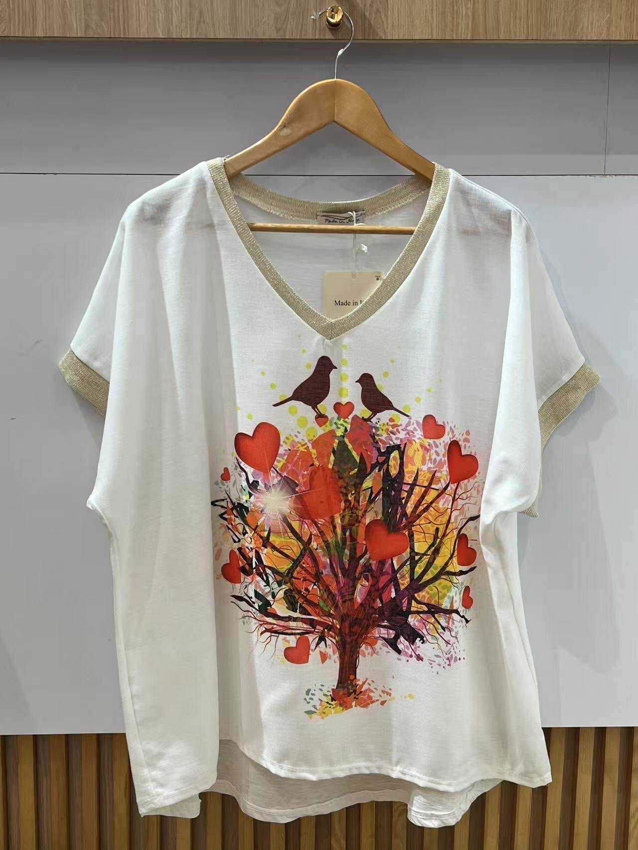 Wholesaler VIViCHY GRANDE TAILLE - Golden V-neck t-shirt. With large print