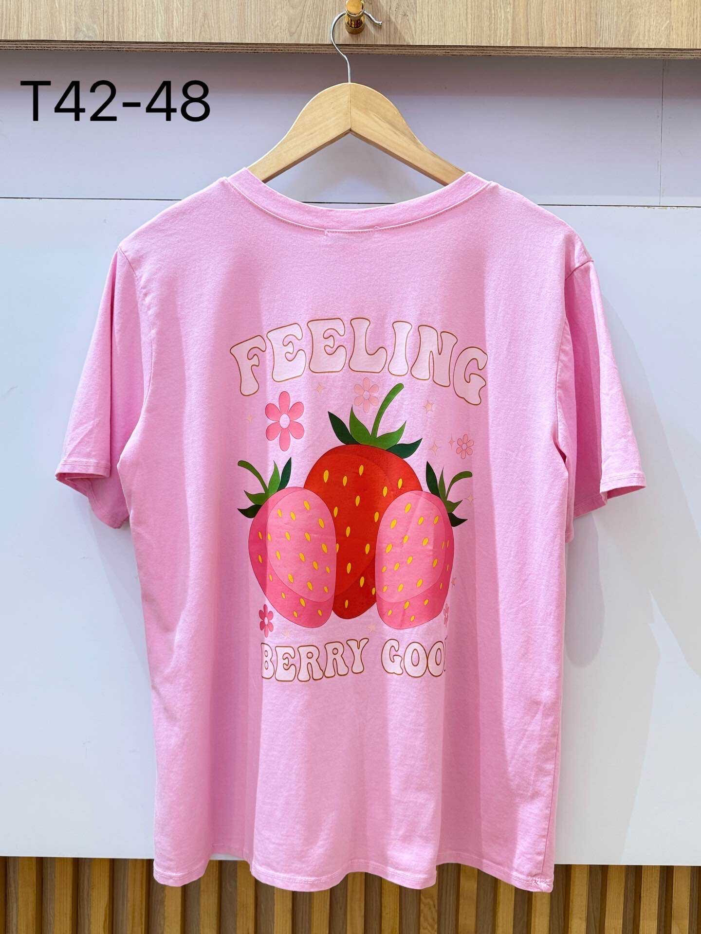 Grossiste VIViCHY GRANDE TAILLE - T-shirt grande taille col V imprimé fraise