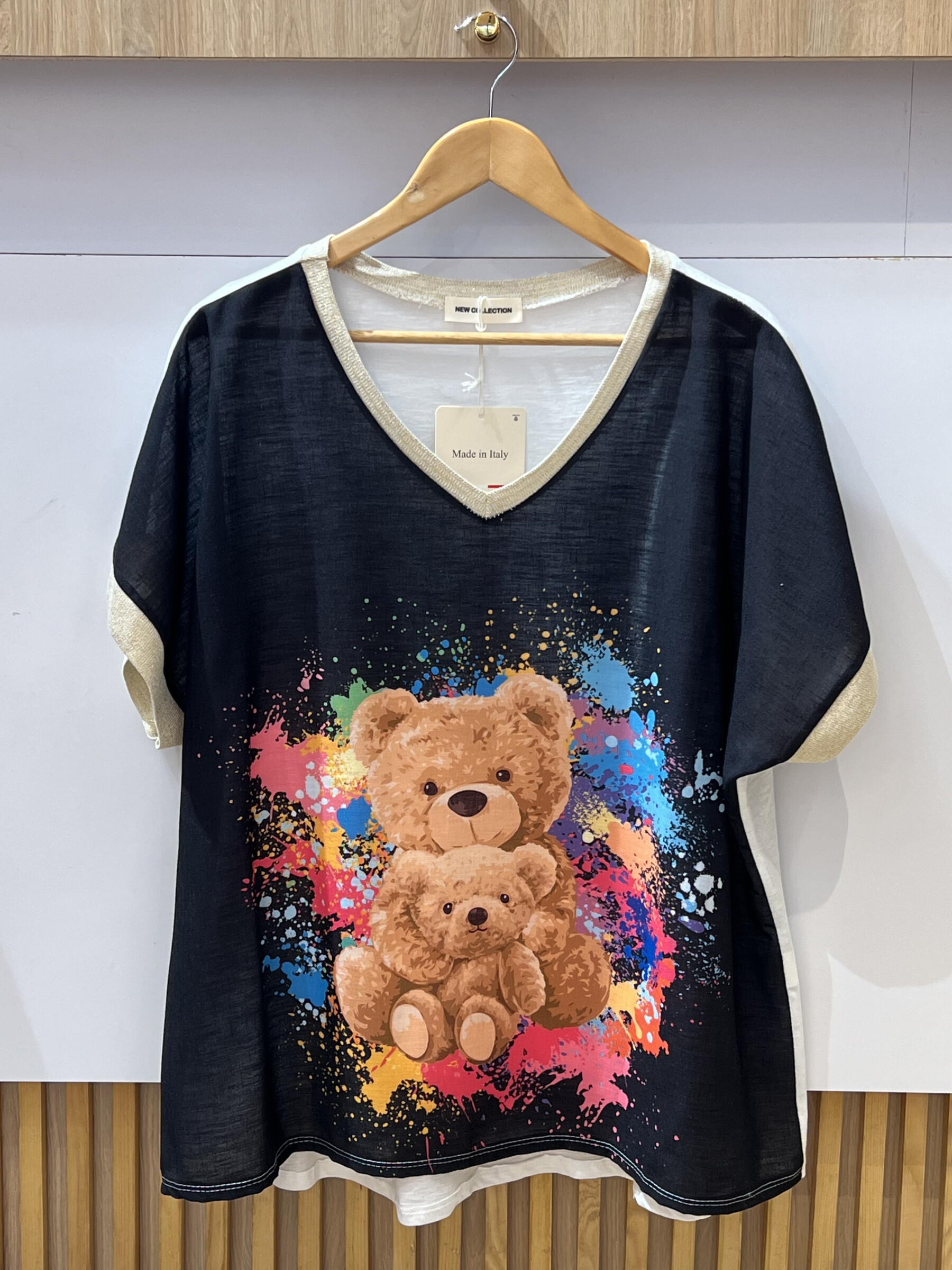 Mayorista VIViCHY GRANDE TAILLE - Camiseta dorada con cuello en V. Con impresión grande