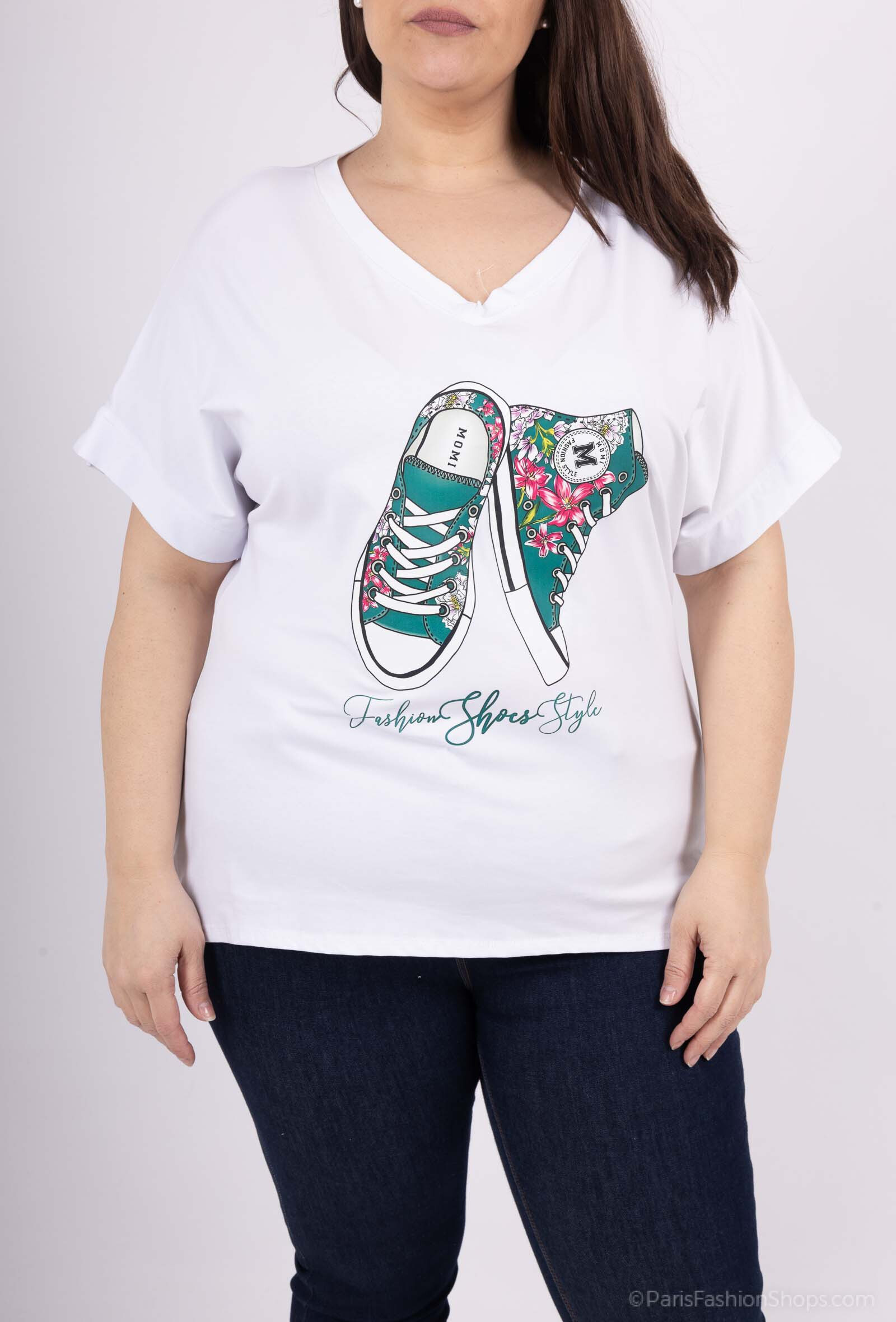 Wholesaler VIViCHY GRANDE TAILLE - Large V-neck t-shirt, with print