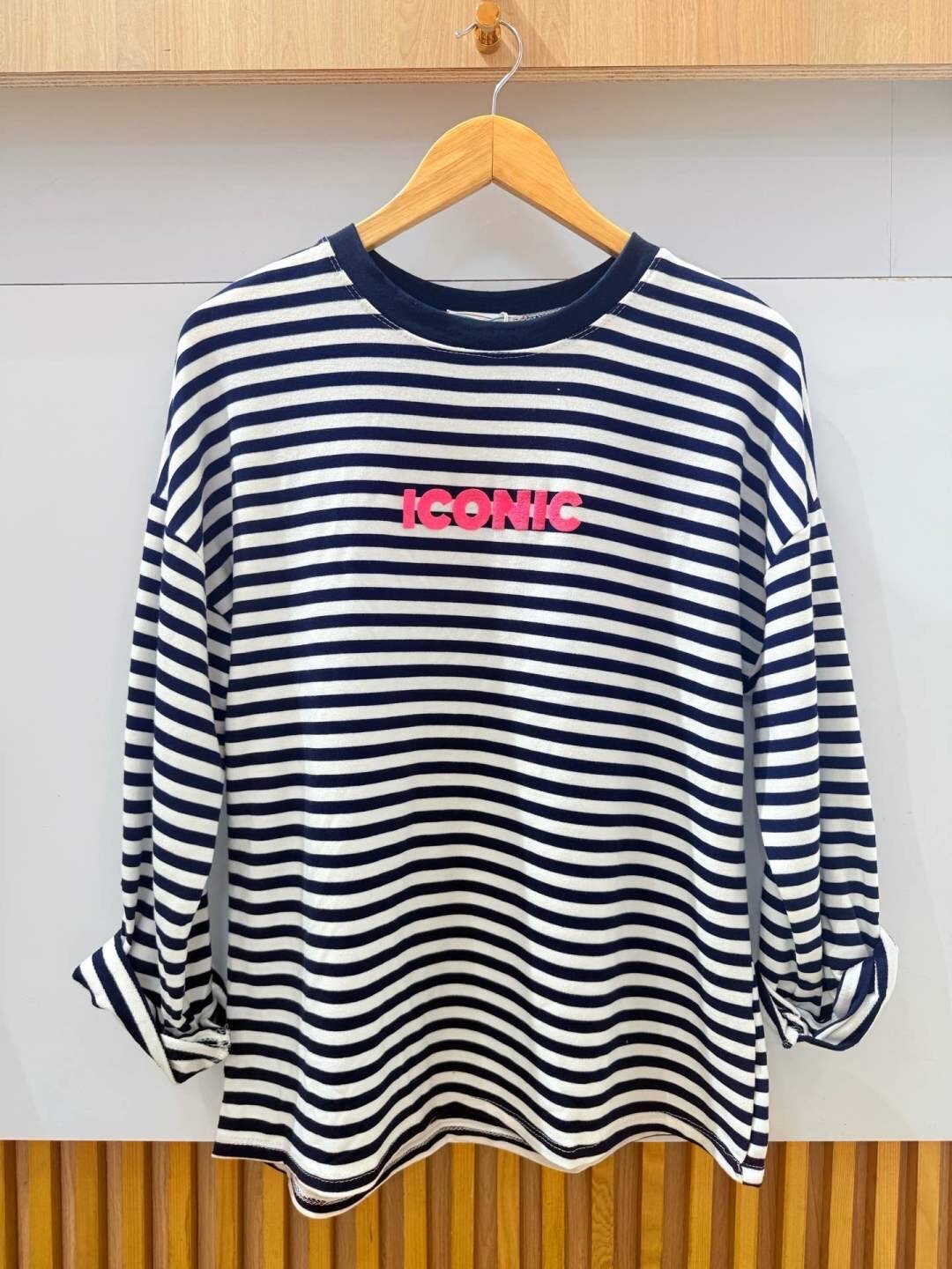 Grossiste VIViCHY GRANDE TAILLE - T-shirt en rayure manches longues avec imprimé ICONIC en grande taille