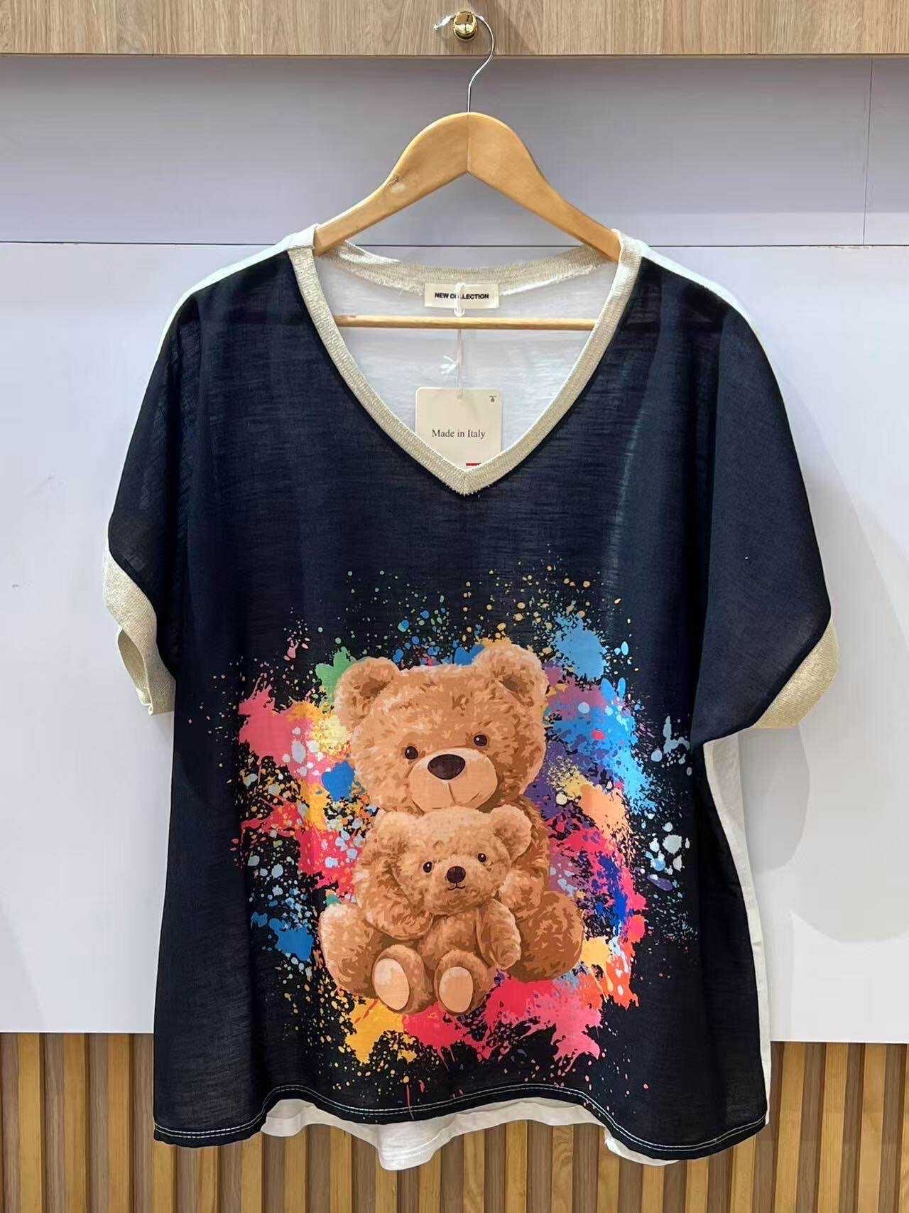 Wholesaler VIViCHY GRANDE TAILLE - Golden V-neck t-shirt. With large print