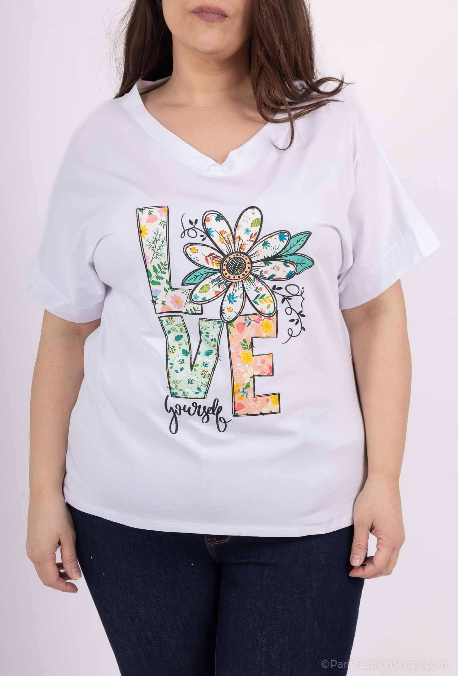 Wholesaler VIViCHY GRANDE TAILLE - Large V-neck t-shirt, with print