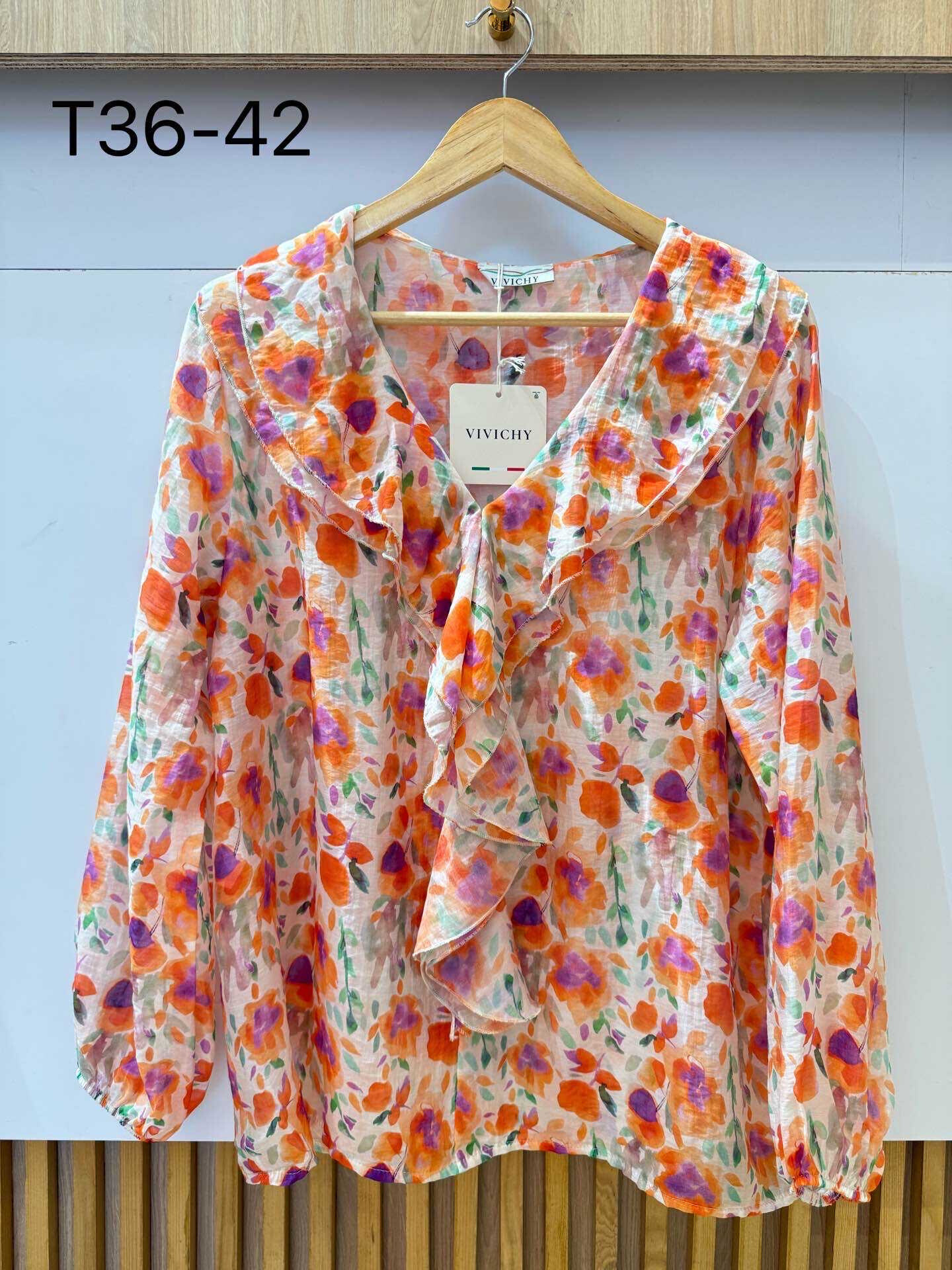 Wholesaler VIVICHY - Silk Flower Print Blouse