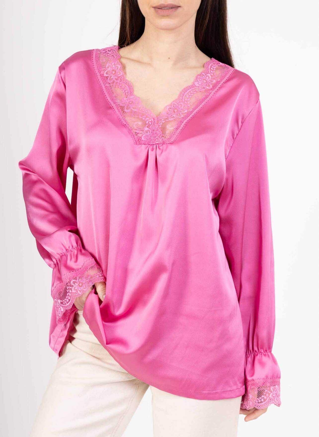 Wholesaler VIVICHY - Satin blouse, lace collar