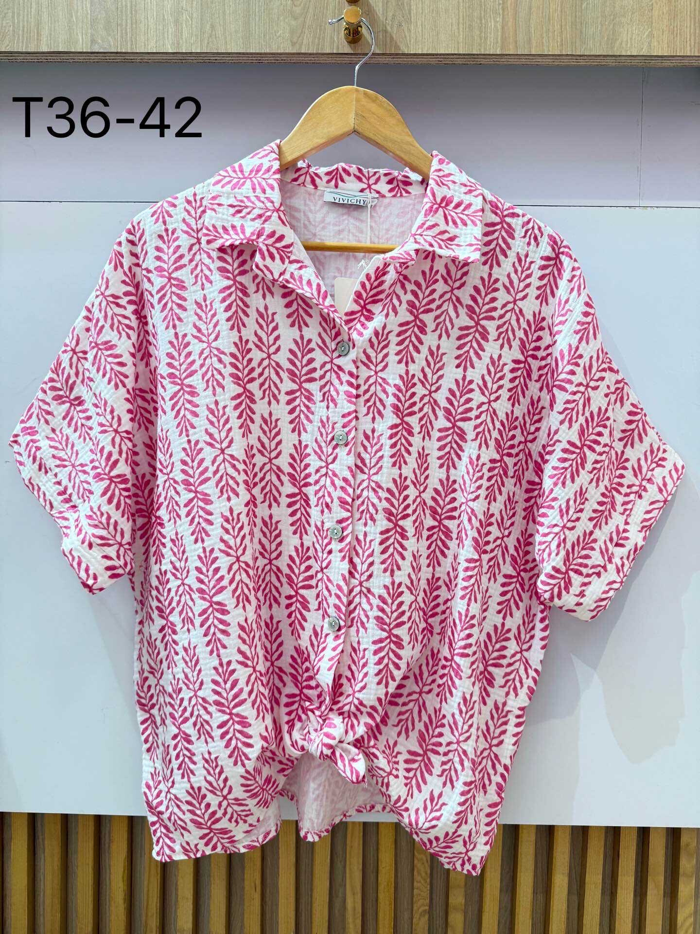 Wholesaler VIVICHY - Cotton gauze shirt with leaves print