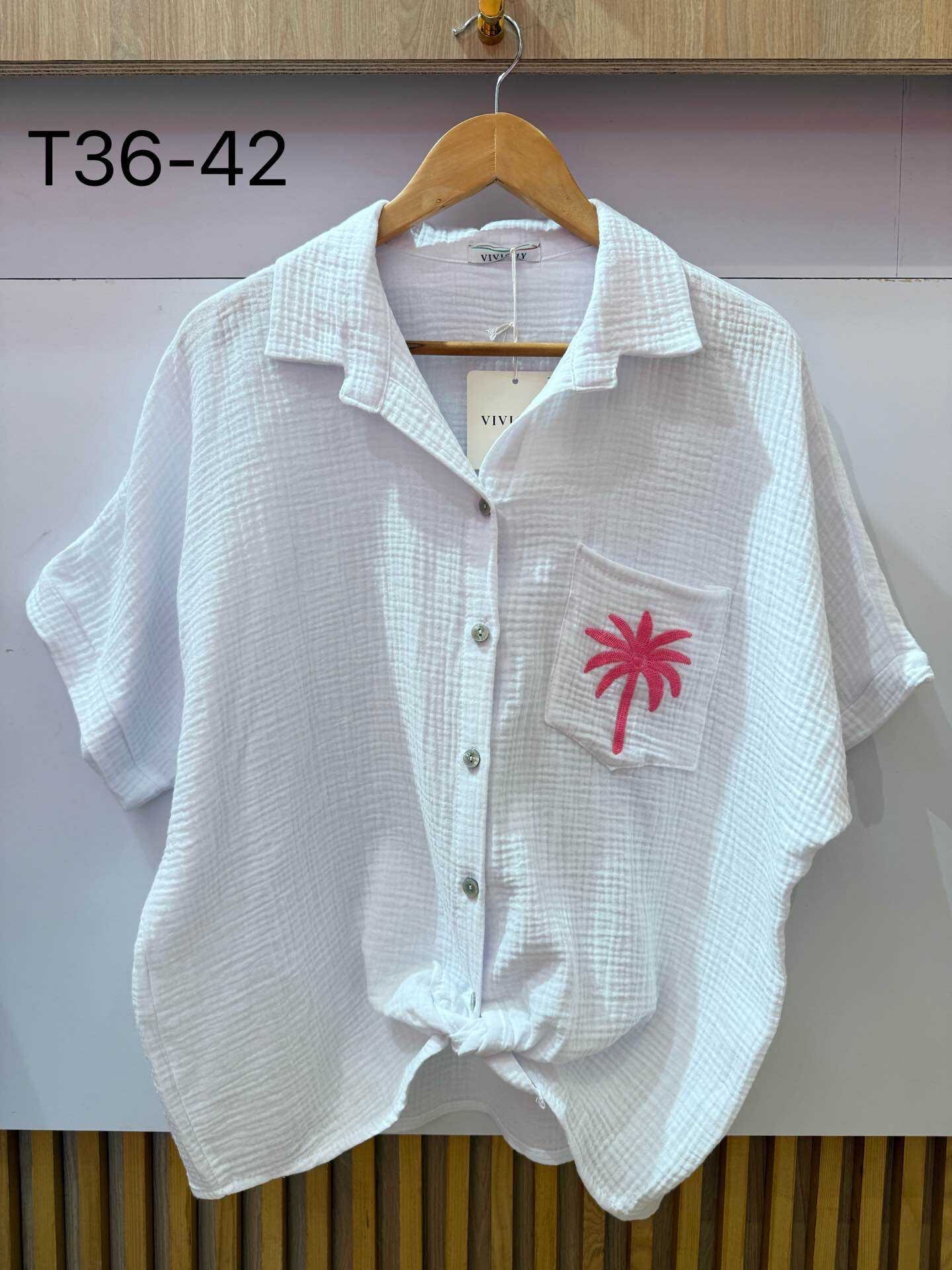 Mayorista VIVICHY - Camisa de algodón con palma bordada