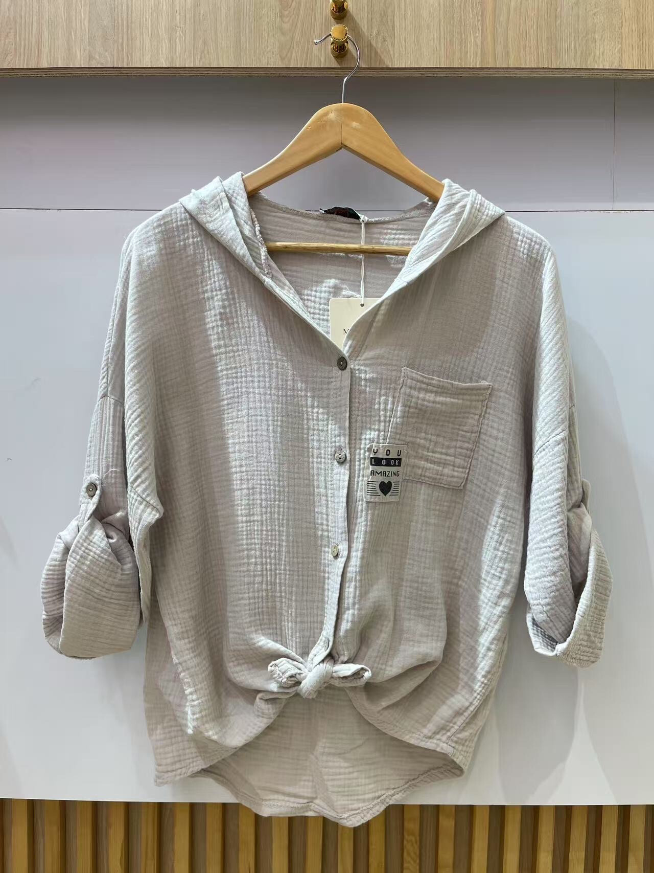 Wholesaler VIVICHY - Hooded cotton gauze shirt