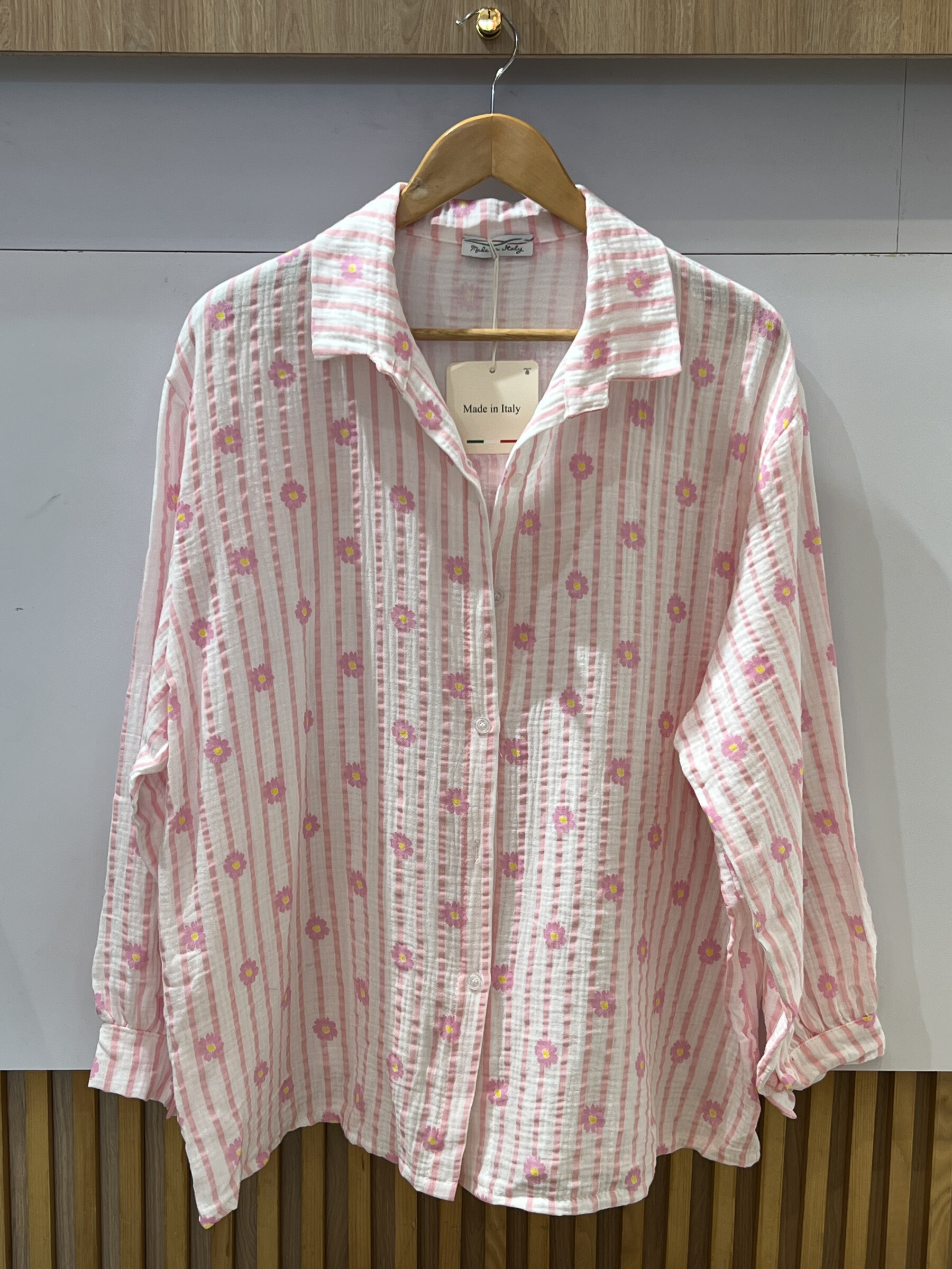 Grossiste VIVICHY - Chemise Gaze De Coton, Imprimé Rayures Et Fleurs