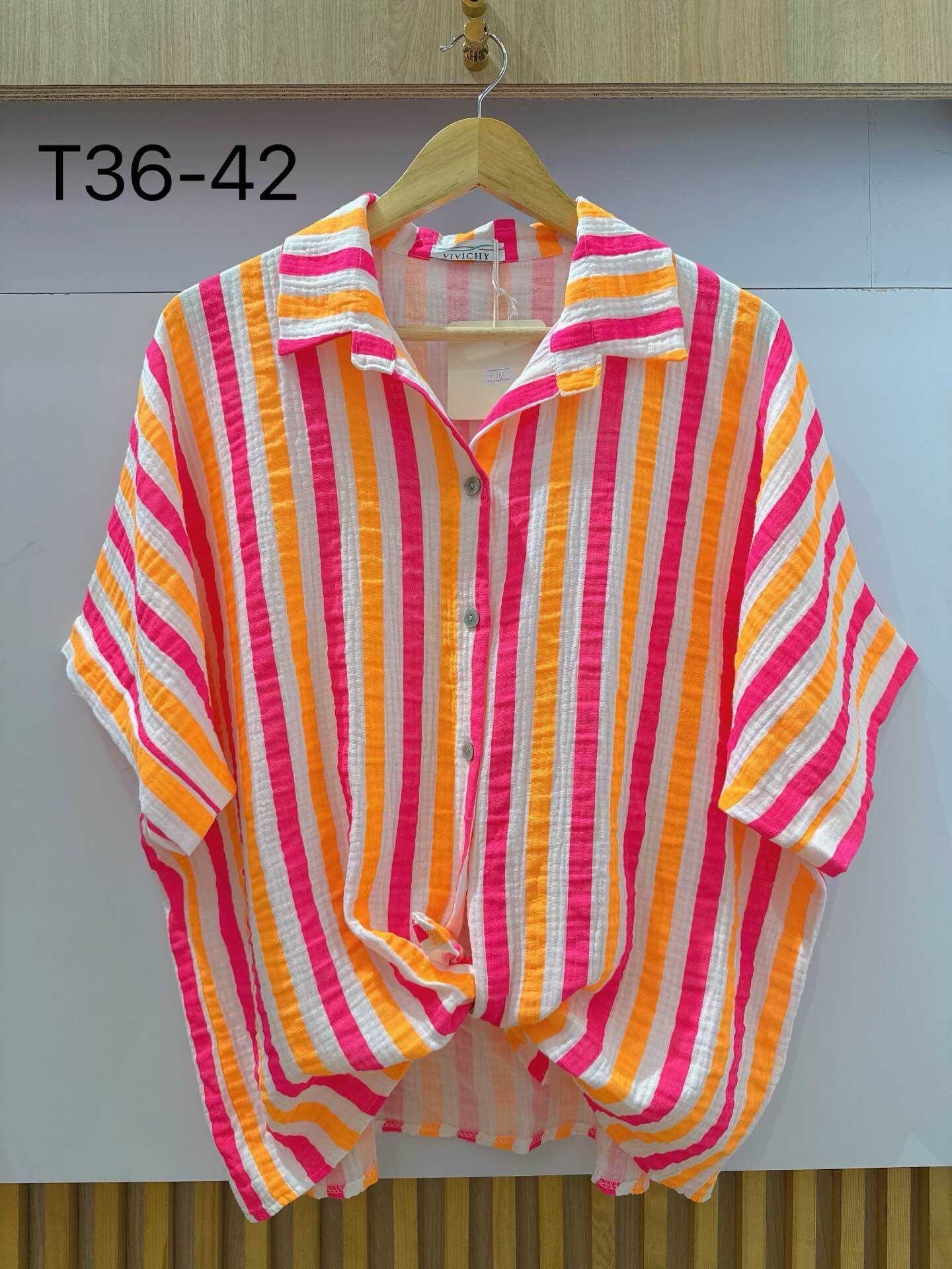 Mayorista VIVICHY - Camisa de algodón a rayas de fluo
