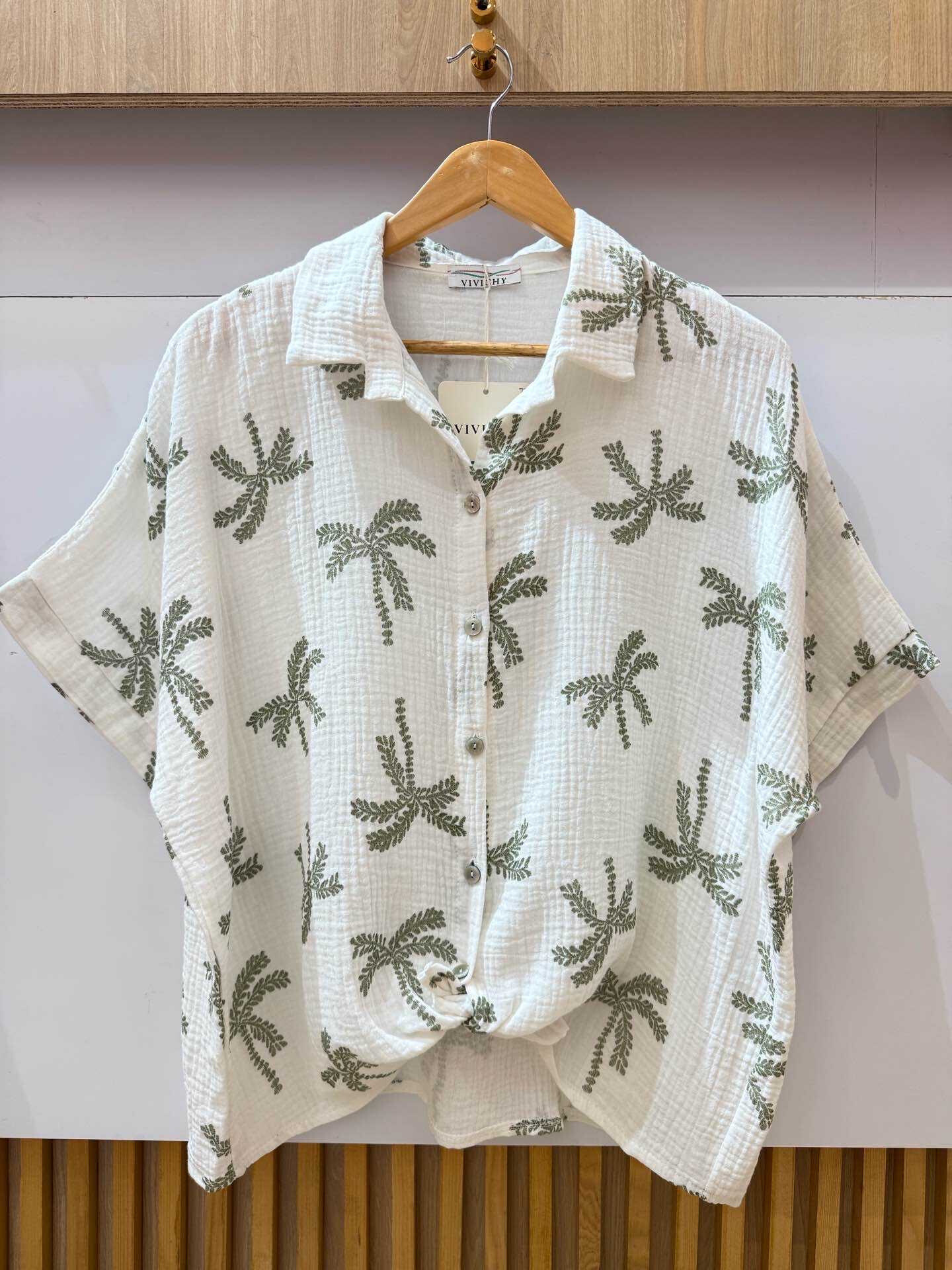 Wholesaler VIVICHY - Palm printed cotton gauze shirt