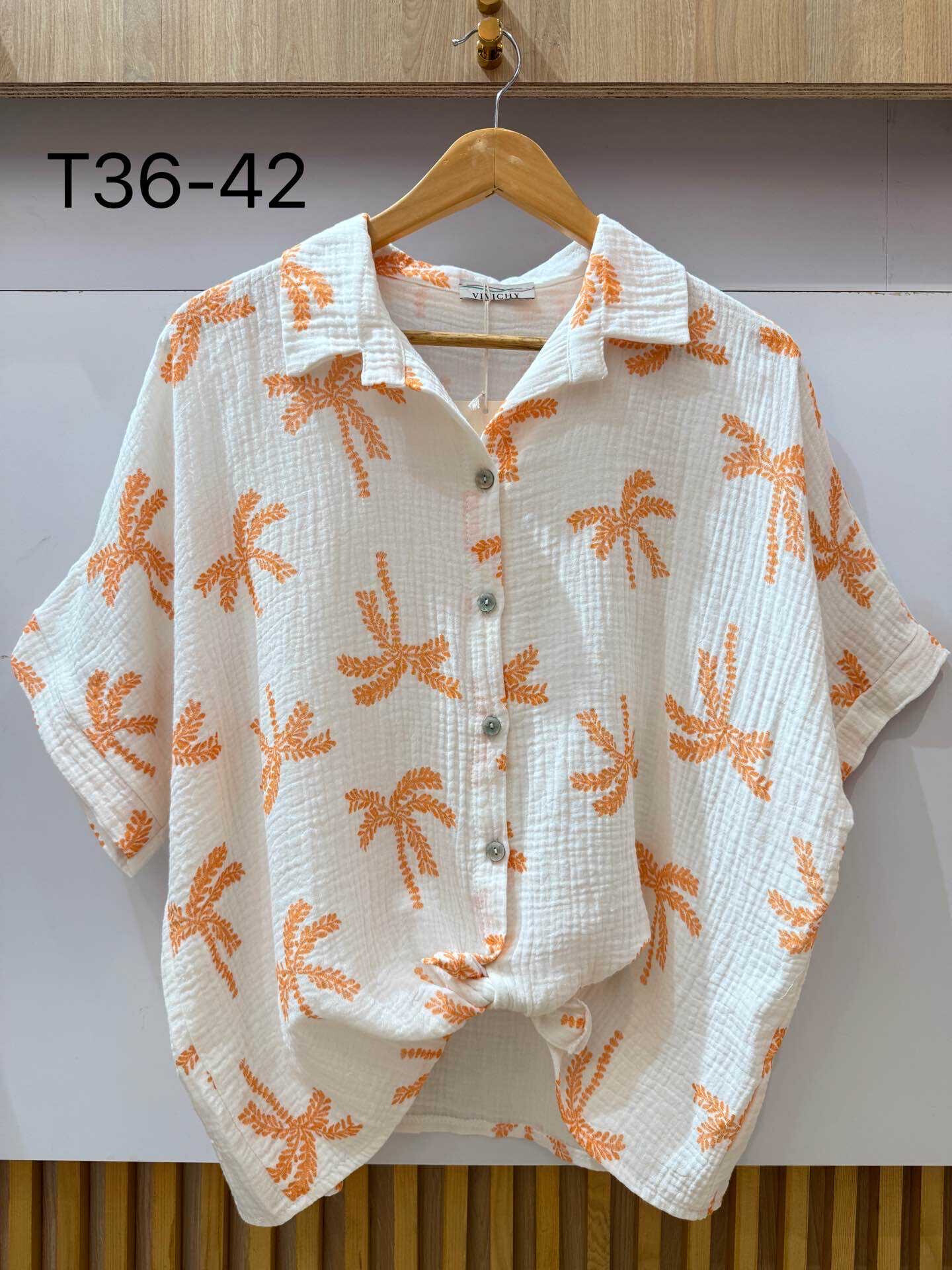Wholesaler VIVICHY - Palm printed cotton gauze shirt
