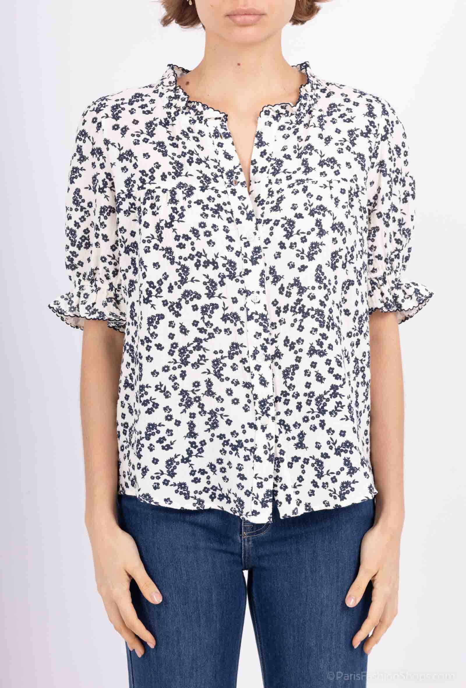 Wholesaler VIVICHY - Cotton gauze shirt, short sleeves, flowery print