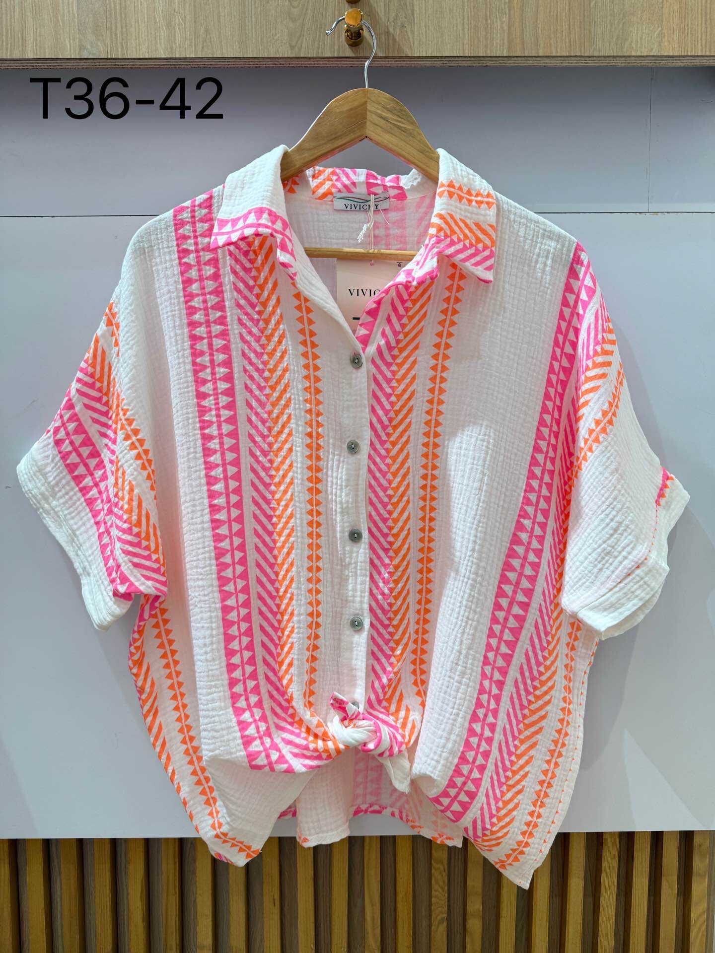 Wholesaler VIVICHY - Fluo printed cotton gauze shirt