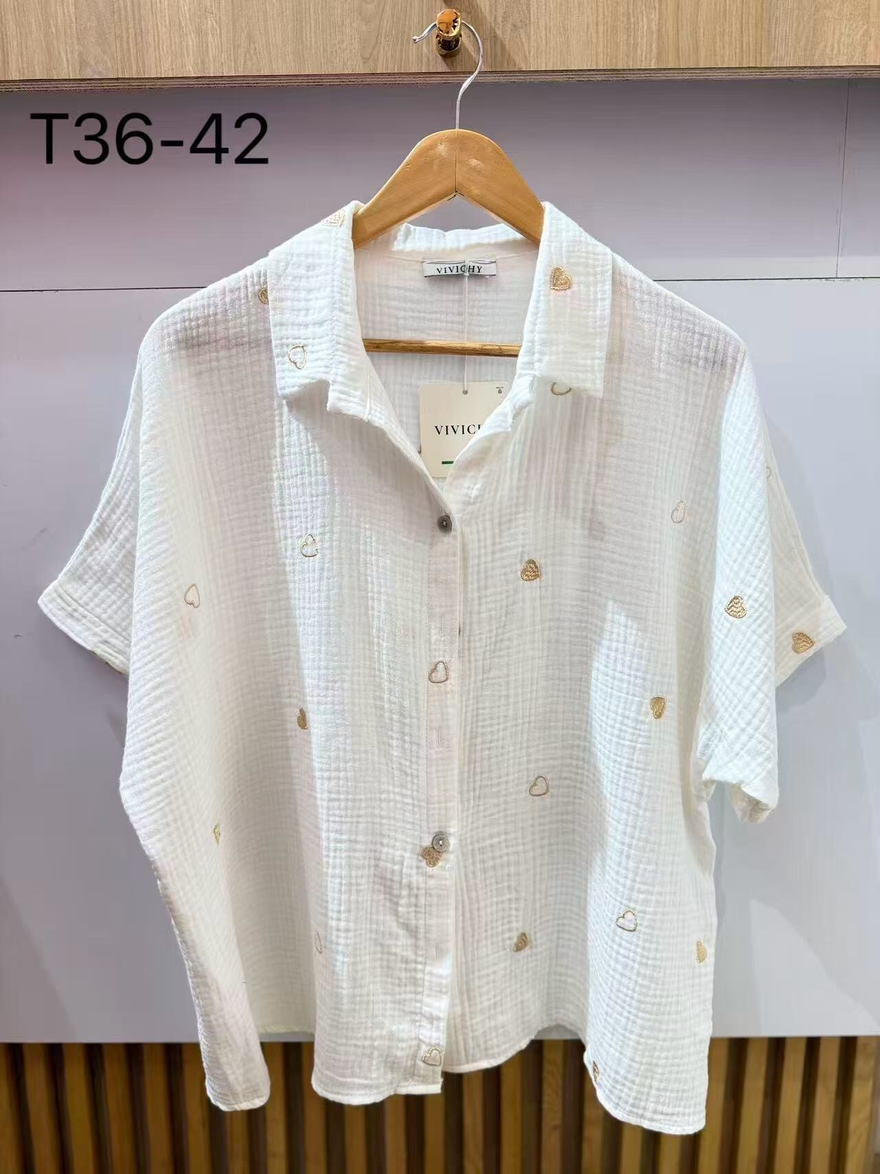 Grossiste VIVICHY - Chemise Gaze De Coton avec motif de cœur
