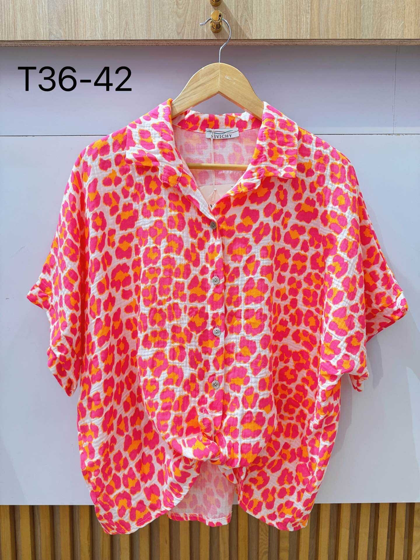 Mayorista VIVICHY - Camisa de algodón de algodón de leopardo