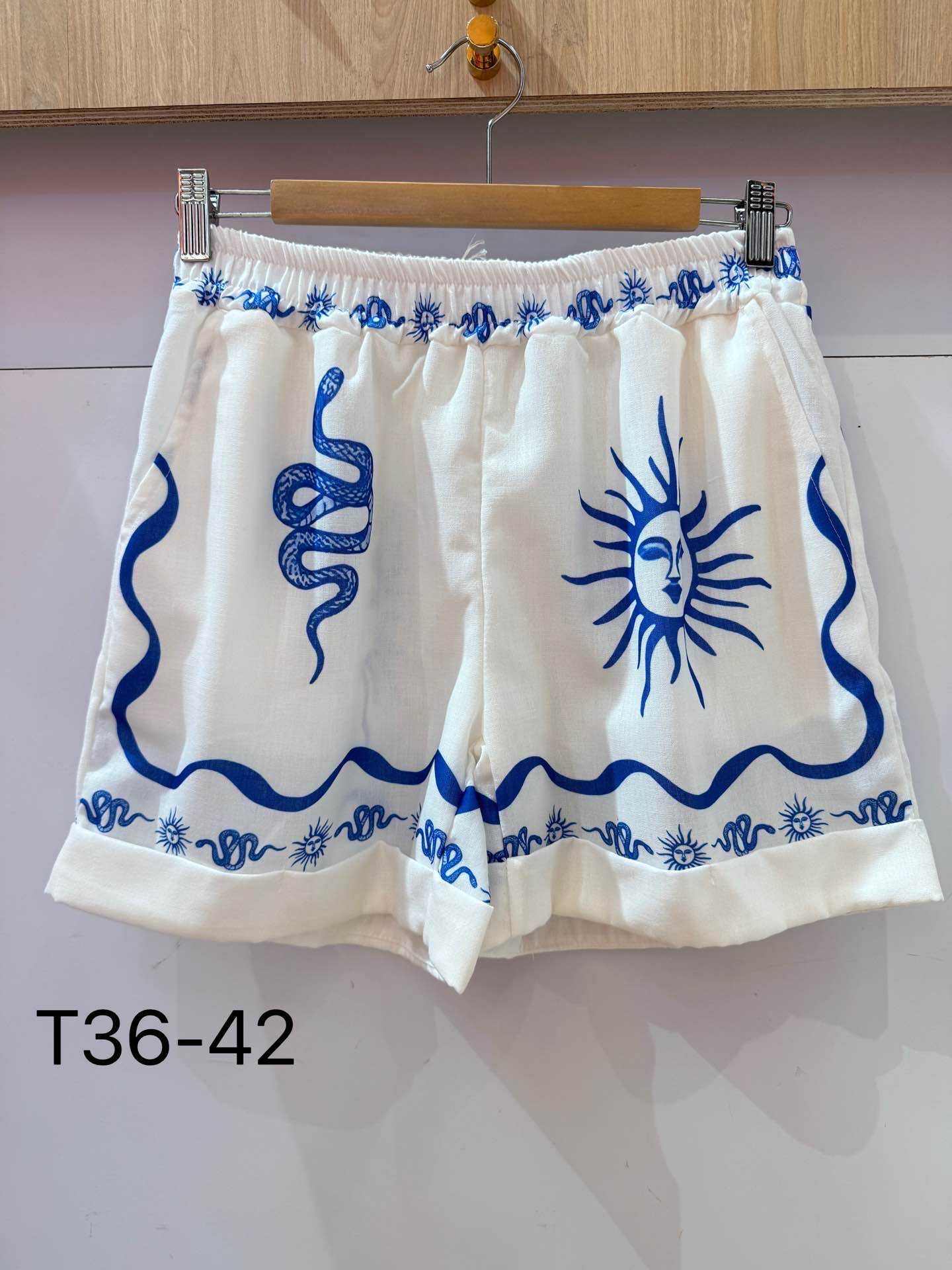 Mayorista VIVICHY - Pantalones cortos de efecto de lino con patrón