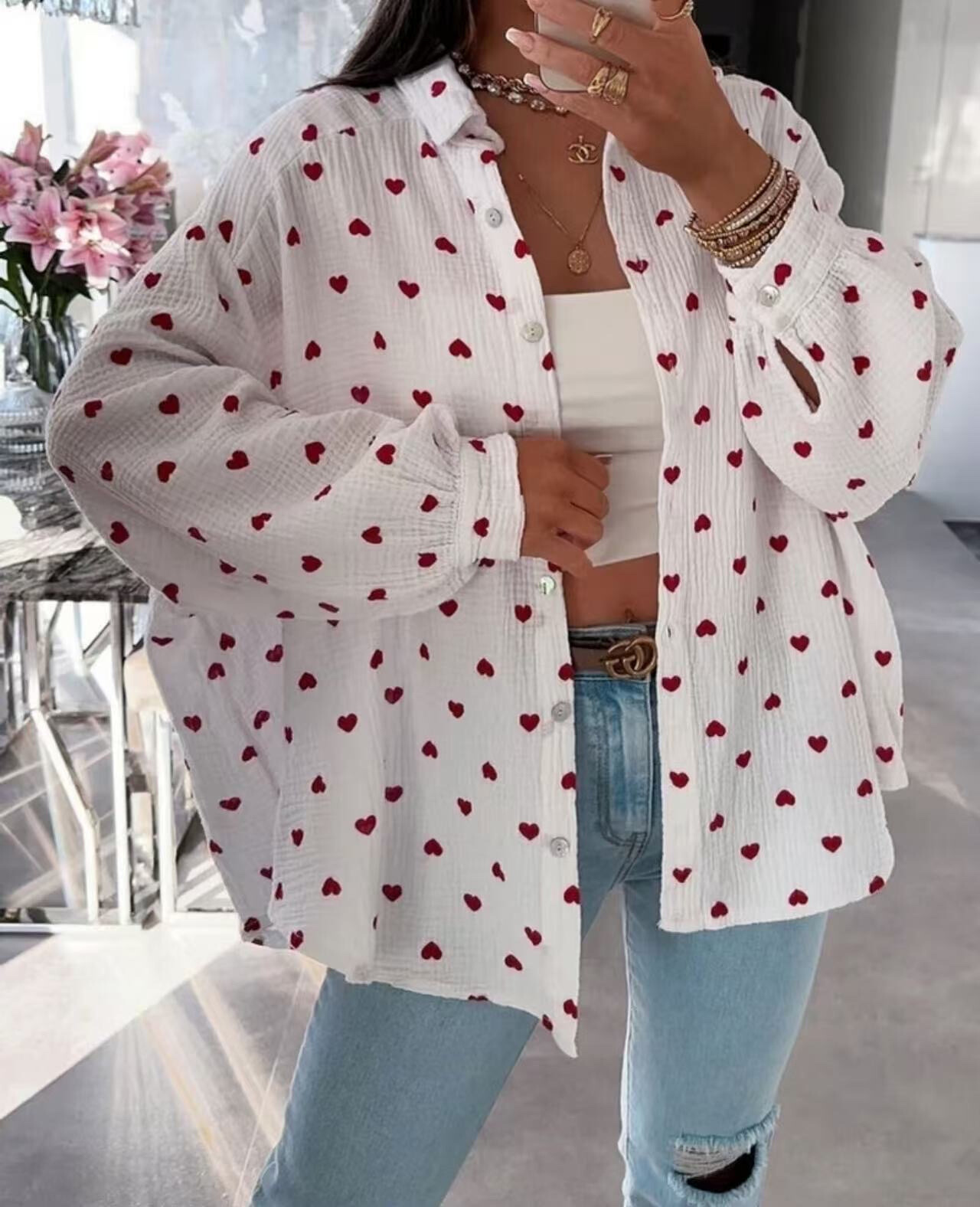 Wholesaler VIVICHY - Cotton gauze shirt, heart print