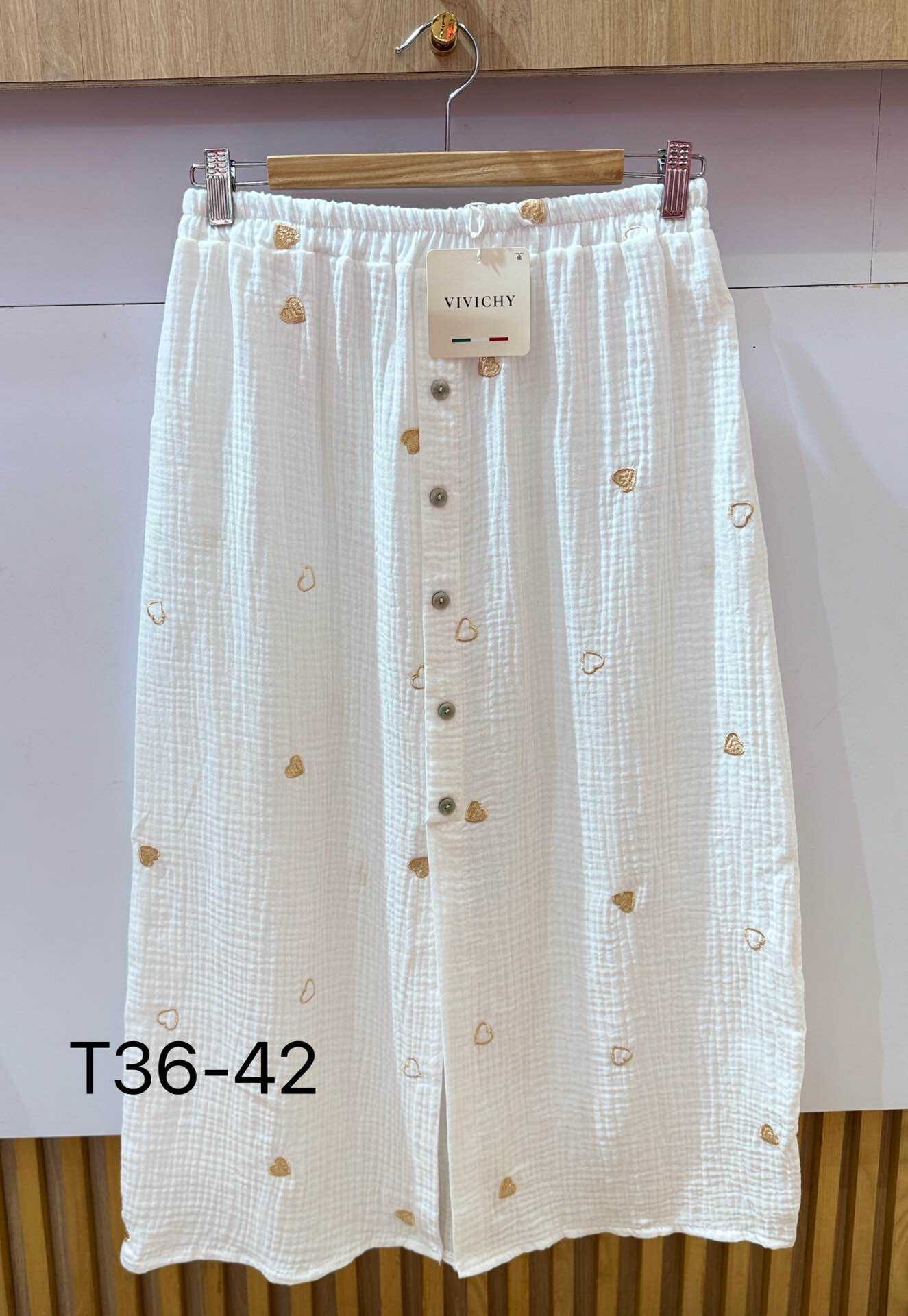 Wholesaler VIVICHY - Cotton gauze skirt embroidered with golden heart