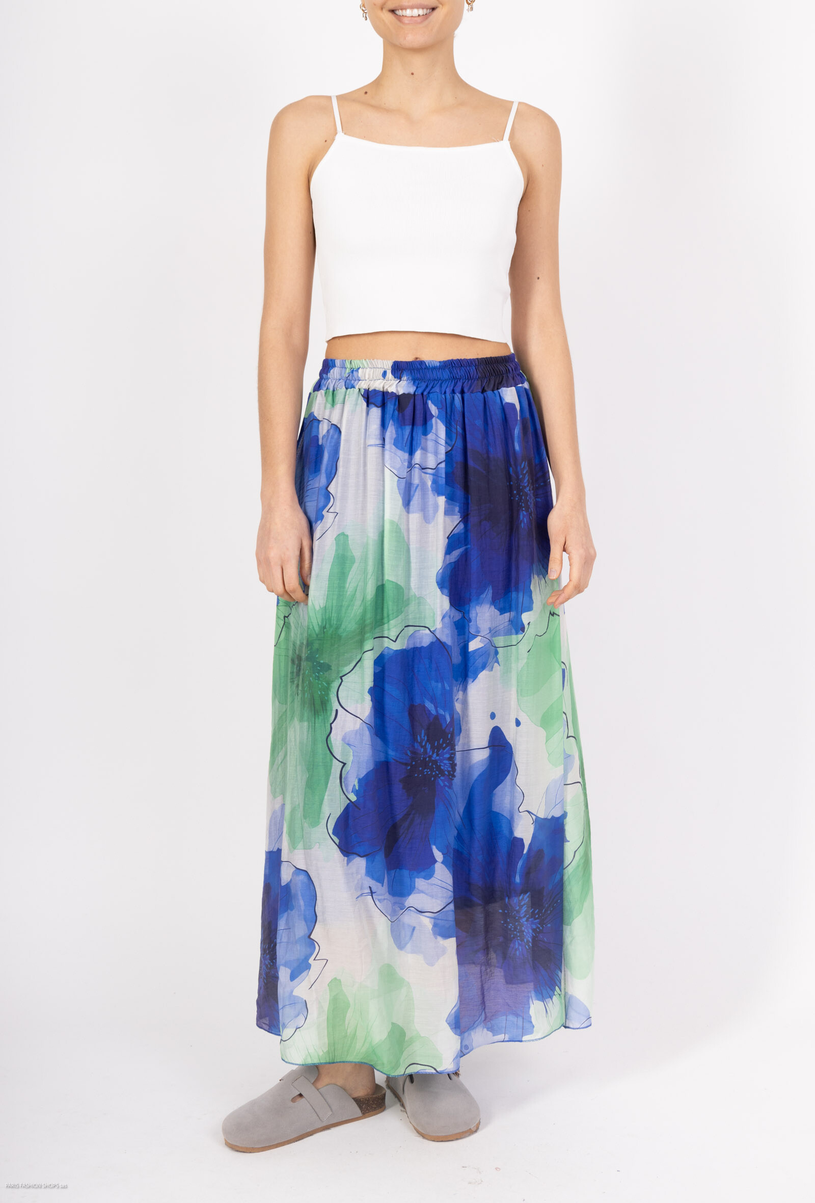 Wholesaler VIVICHY - Flower long skirt, silk effect material
