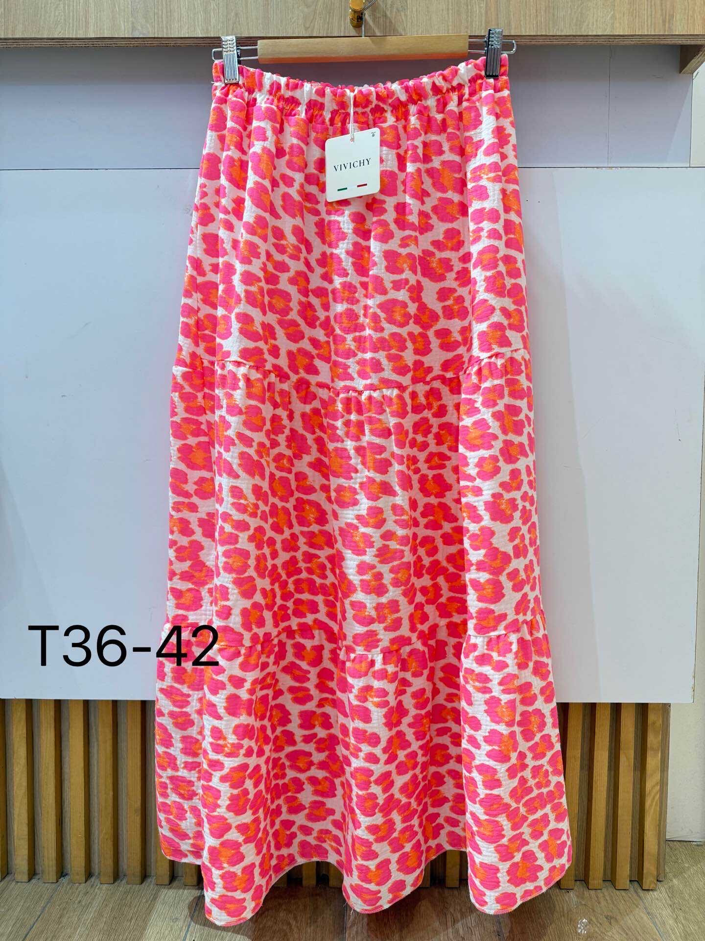 Wholesaler VIVICHY - Cotton gauze skirt with neon leopard print