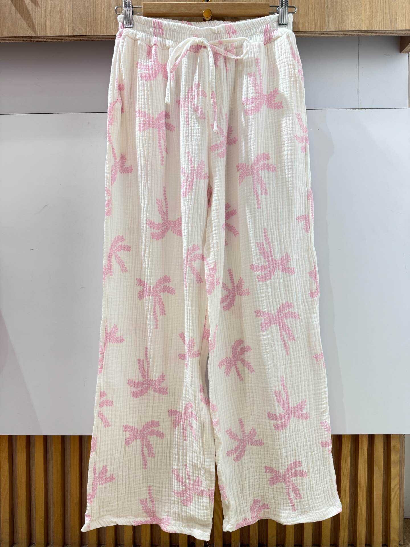 Wholesaler VIVICHY - Palm printed cotton gauze pants