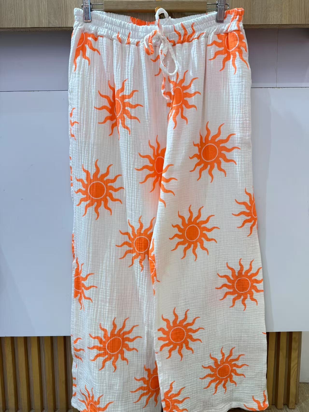 Großhändler VIVICHY - Baumwollgaze -Hosen, Sonnenunterdruck