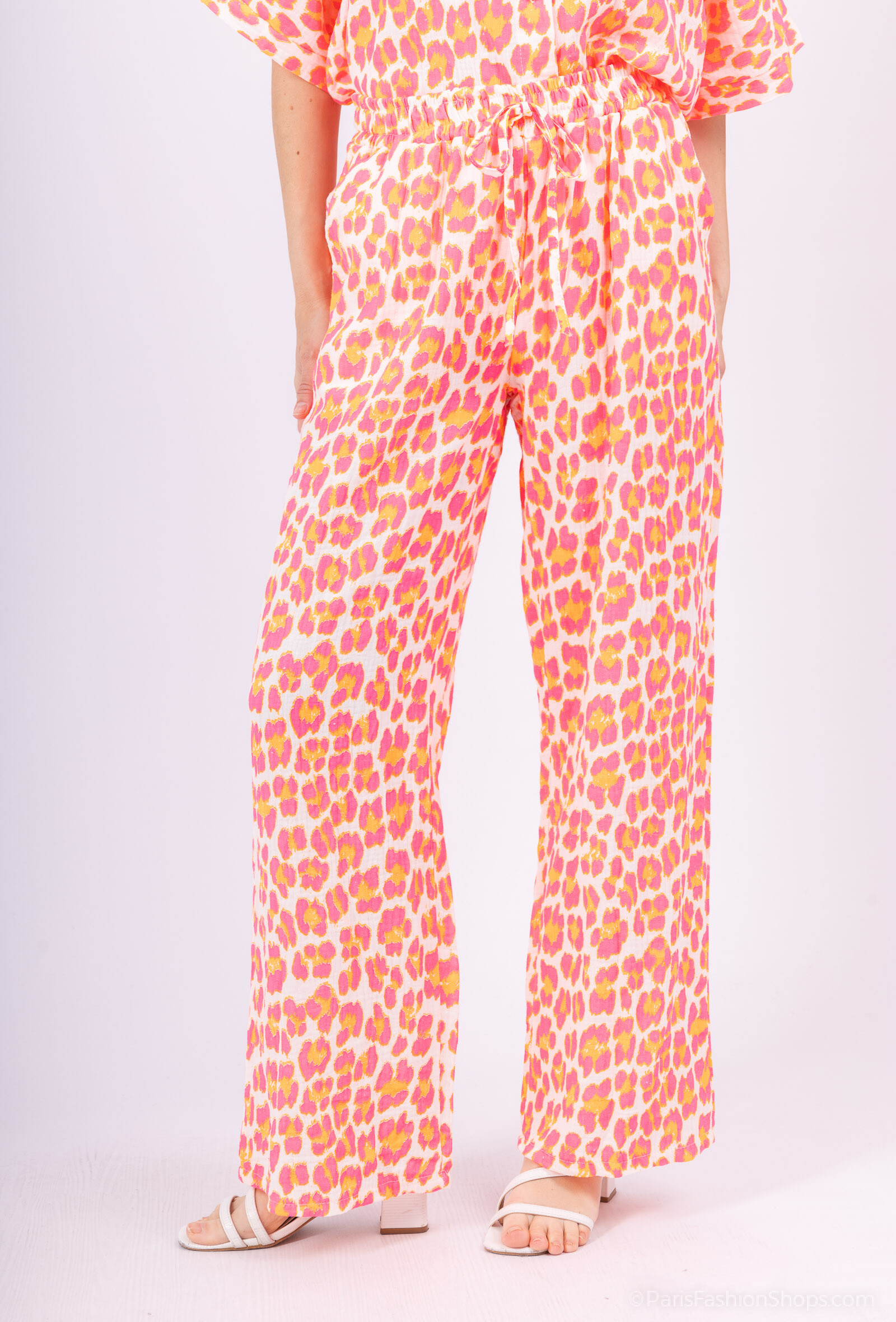 Mayorista VIVICHY - Pantalones de algodón con estampado de leopardo de fluo