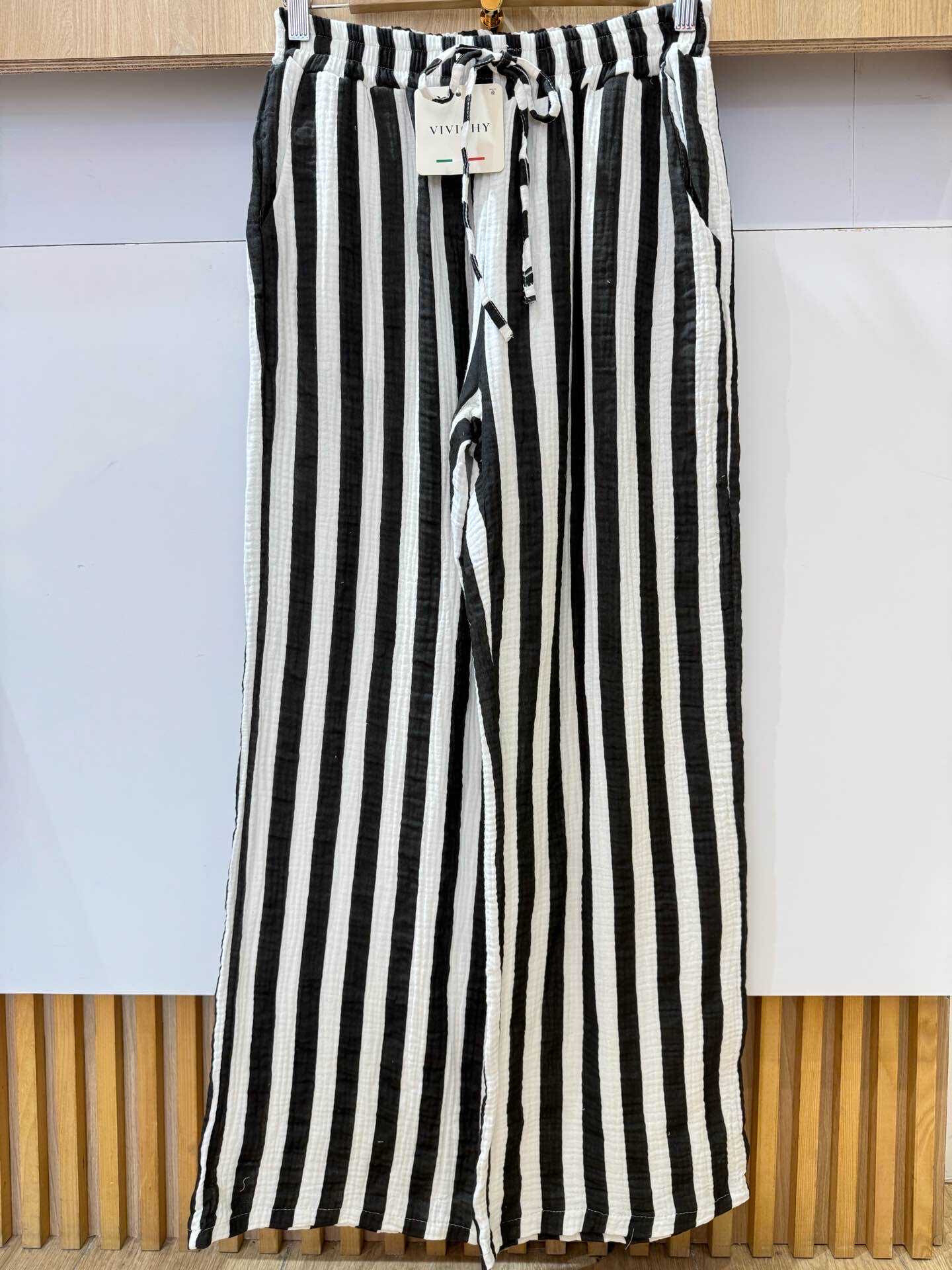 Wholesaler VIVICHY - Striped cotton gauze pants