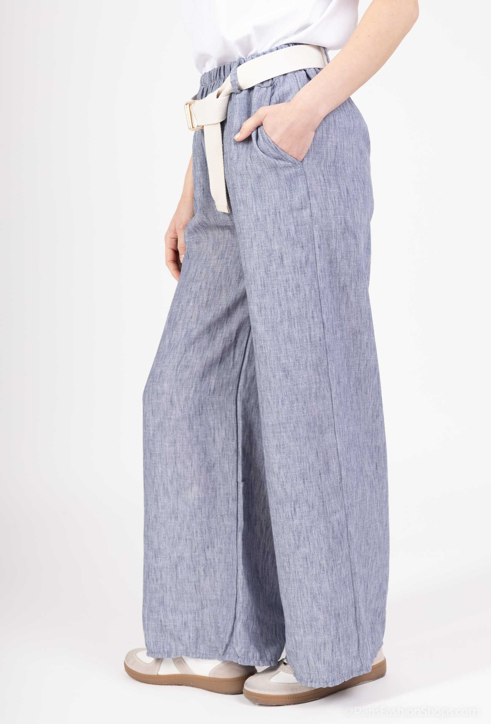 Wholesaler VIVICHY - Linen effect pants, elastic at the waist