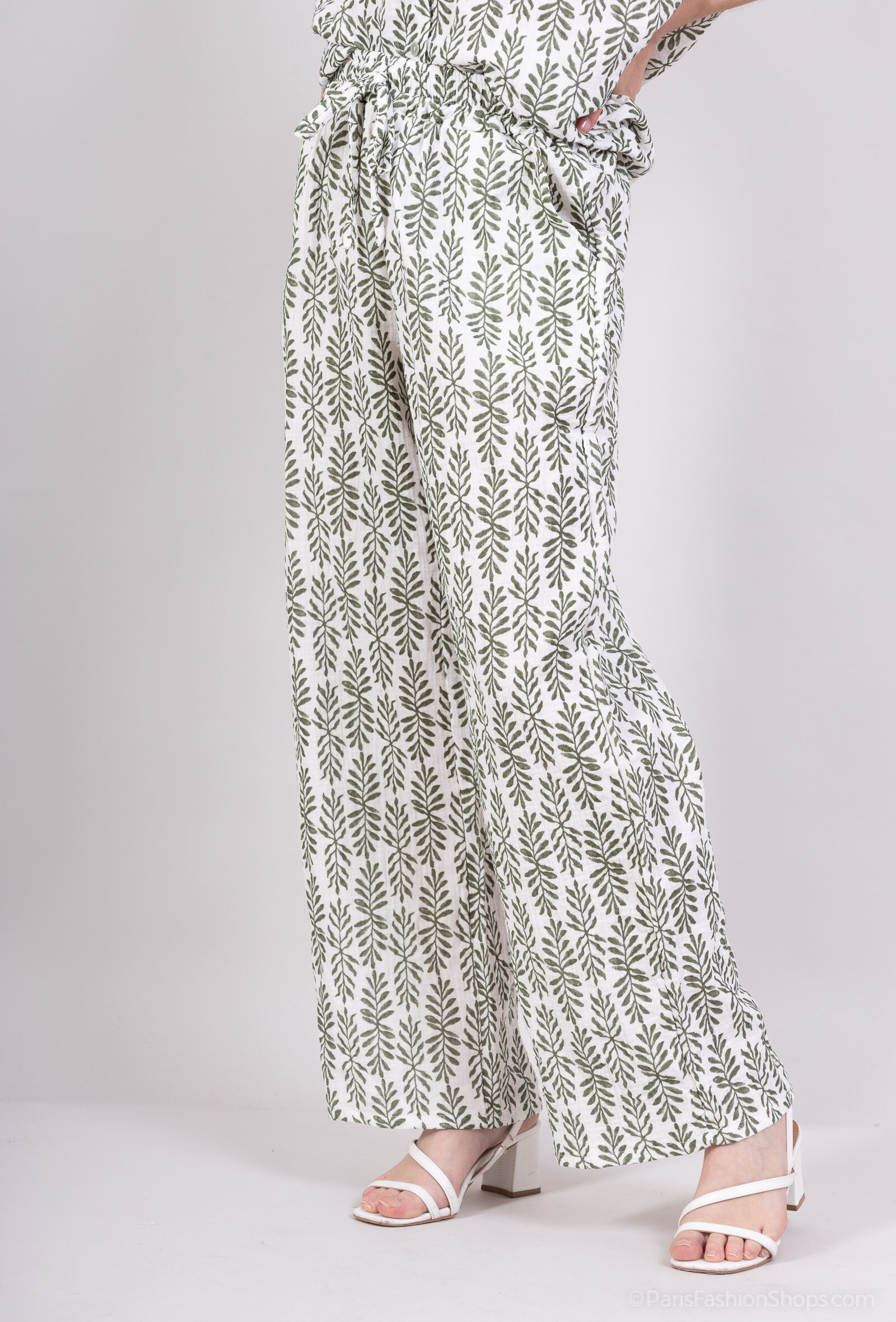 Mayorista VIVICHY - Pantalones de algodón con hojas estampadas