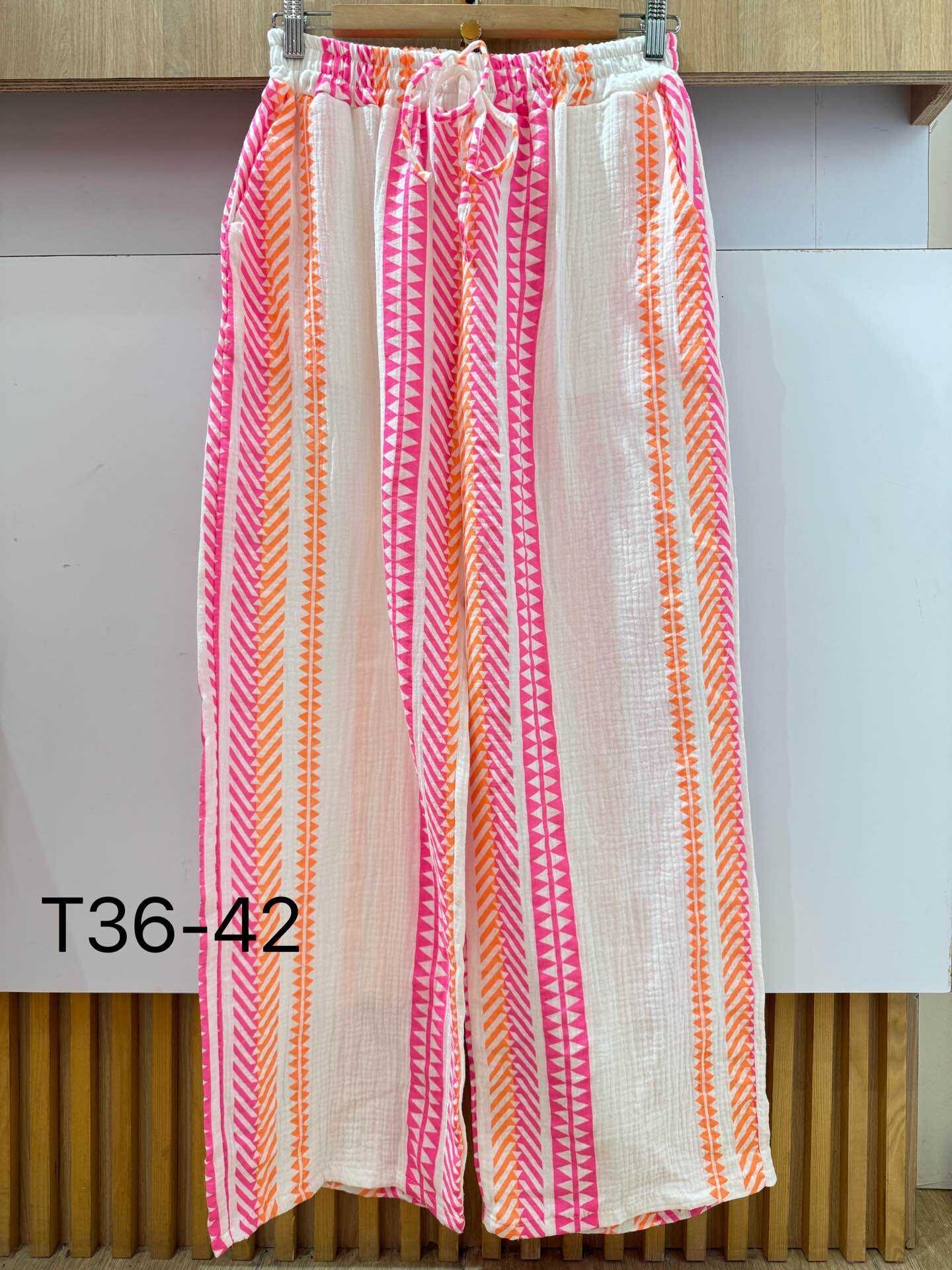 Wholesaler VIVICHY - Cotton gauze pants with neon zigzag print