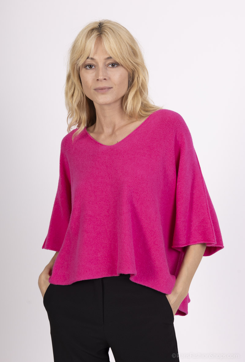 Wholesaler VIVICHY - V-NECK PONCHO SWEATER