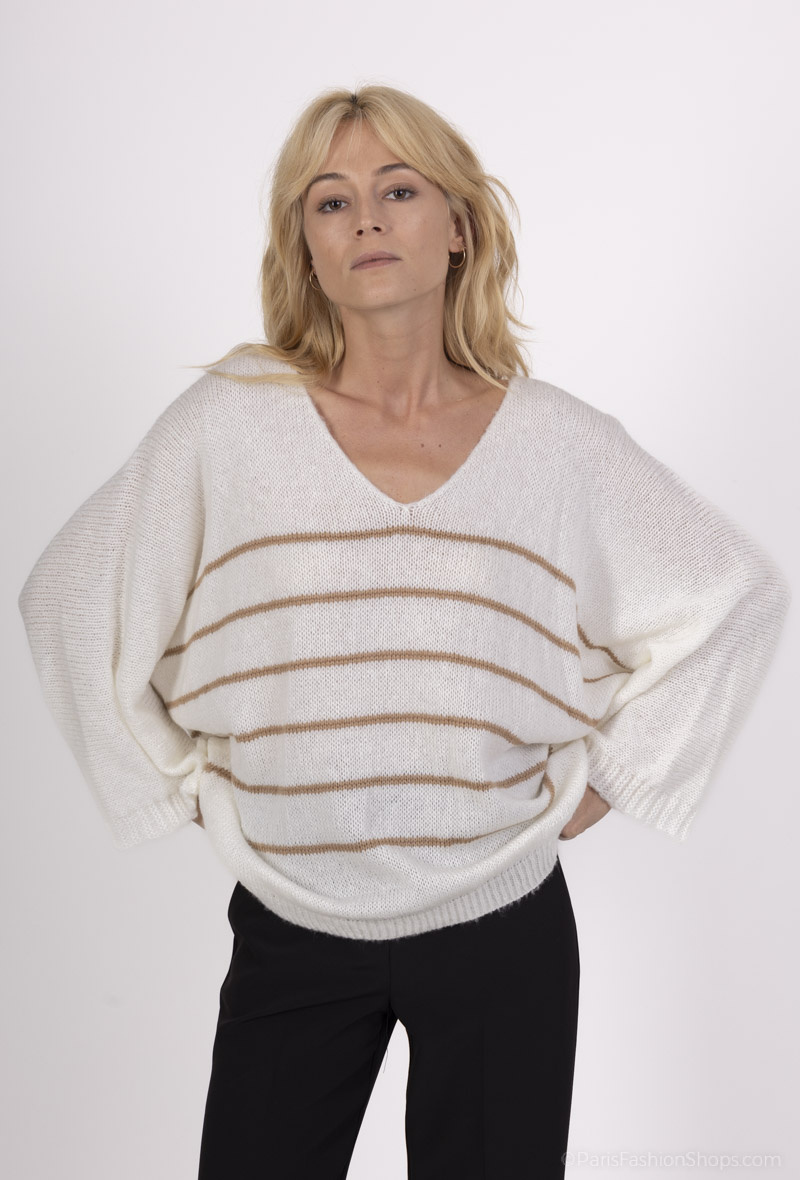 Wholesaler VIVICHY - STRIPED V-Neck SWEATERS