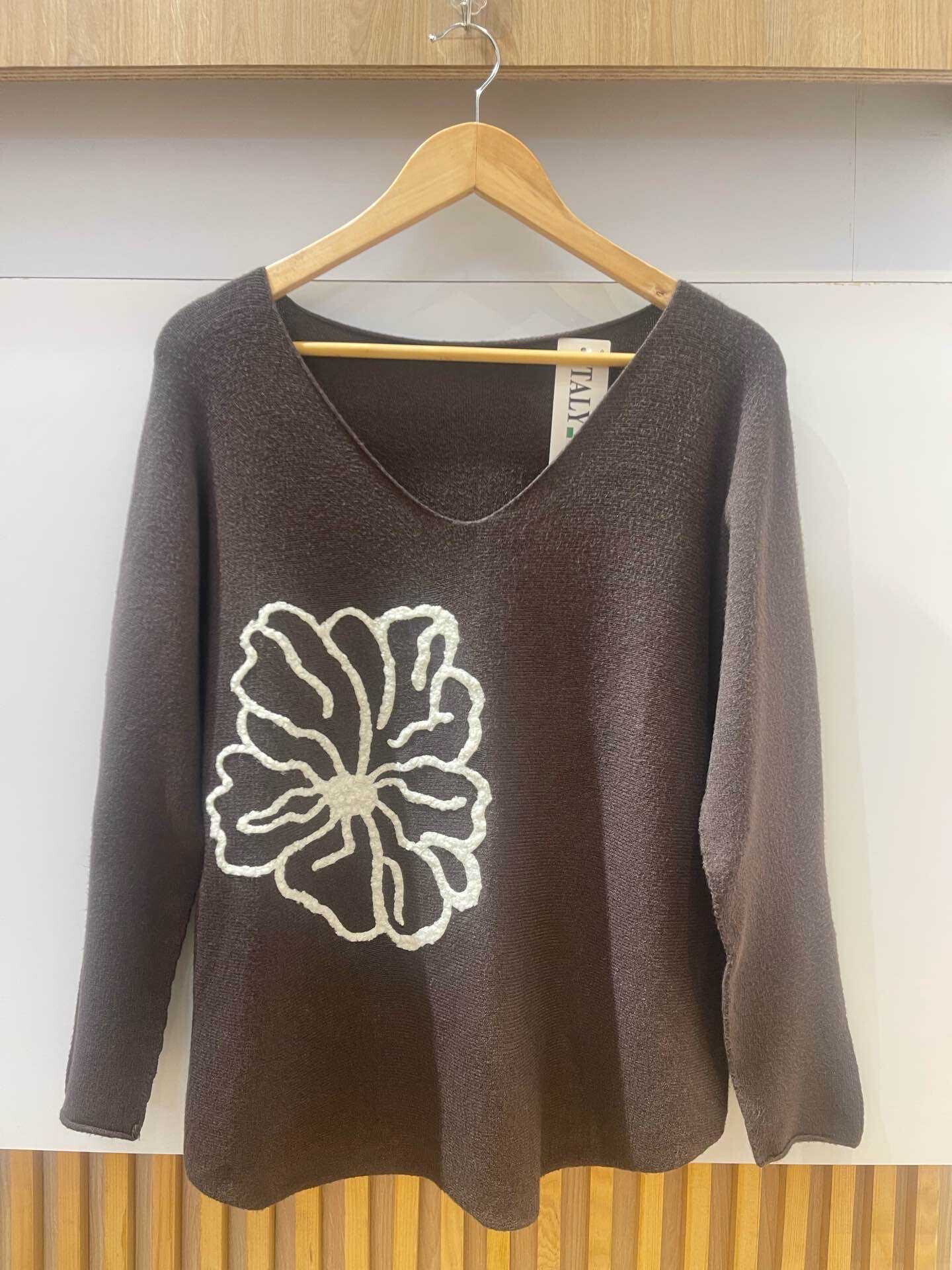 Wholesaler VIVICHY - FLOWER PRINT V-NECK SWEATER