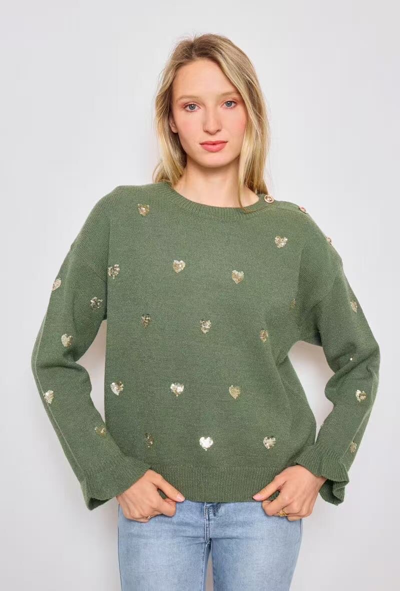 Wholesaler VIVICHY - Sweater with sequined heart patterns