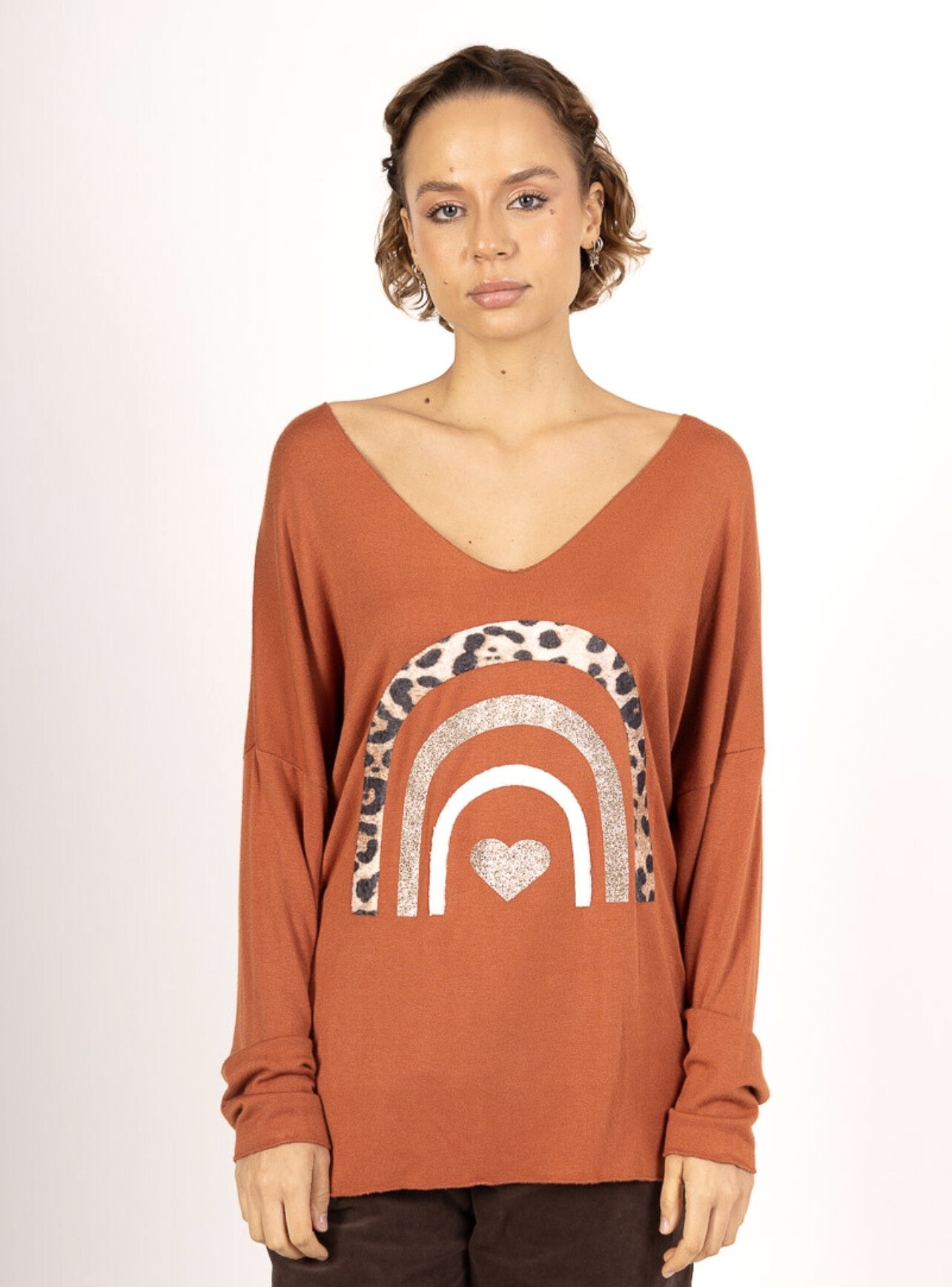 Wholesaler VIVICHY - Top V-neck Long sleeves, rainbow print